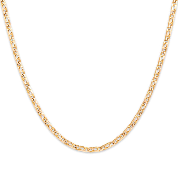 Vintage Italian 14k Yellow Gold 2.4mm Classic Stylized Curb Link Chain 20