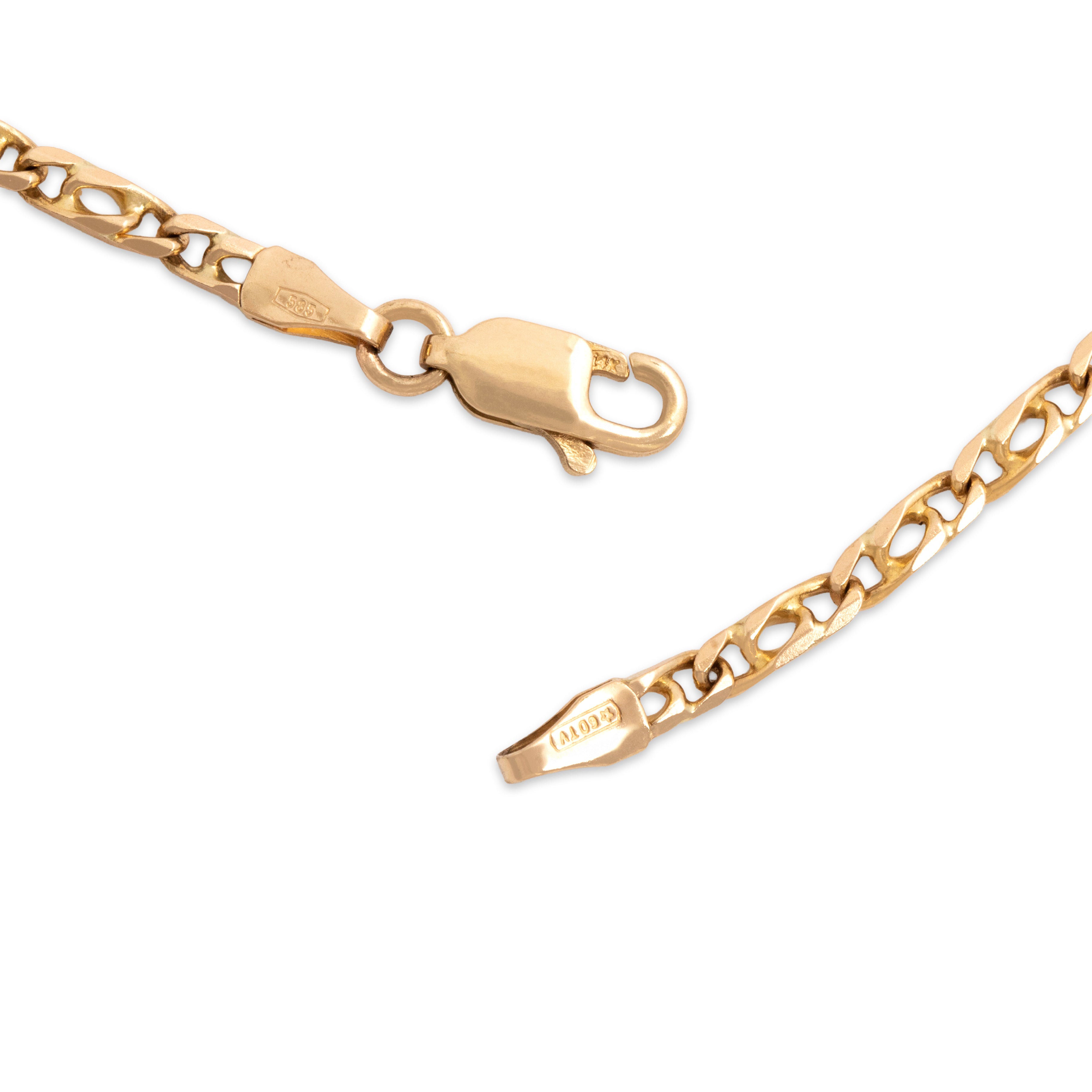 Vintage Italian 14k Yellow Gold 2.4mm Classic Triple Curb Link Chain - clasp view