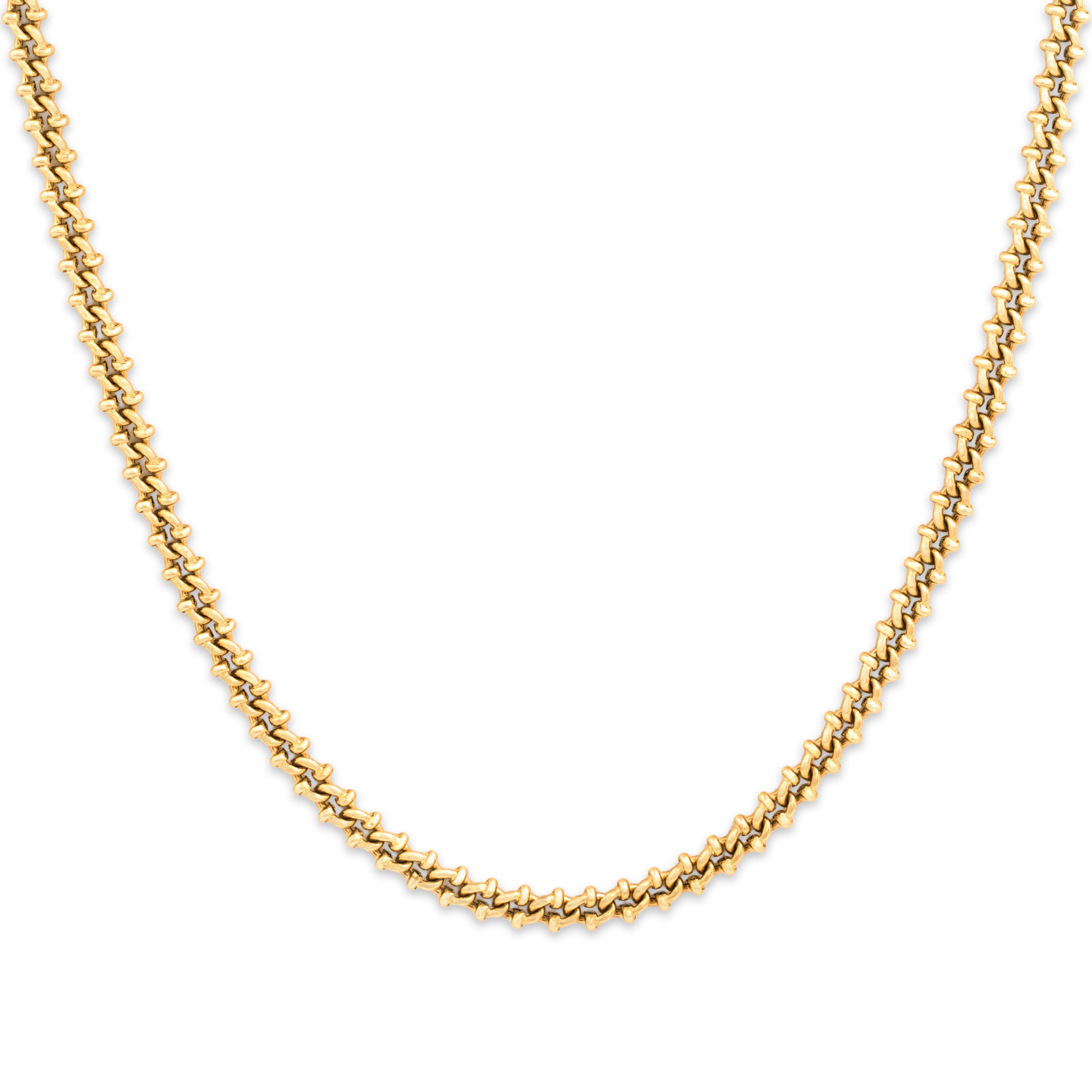 Vintage Italian 14k Yellow Gold 3.95mm Flat Accented Cable Chain 18
