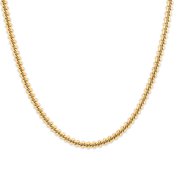 Vintage Italian 14k Yellow Gold 3.95mm Flat Accented Cable Chain 18