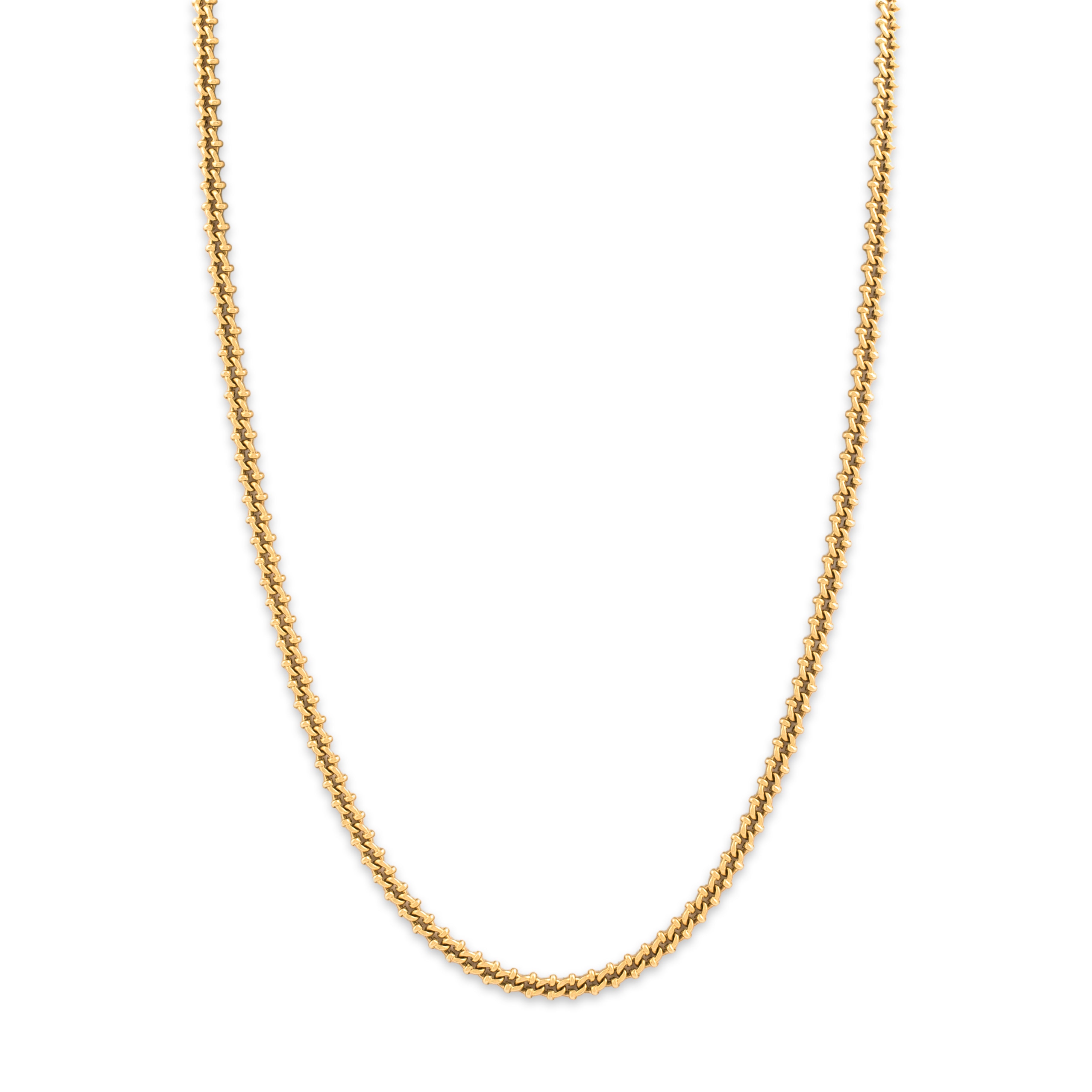 Vintage Italian 14k Yellow Gold 3.95mm Flat Accented Cable Chain 18