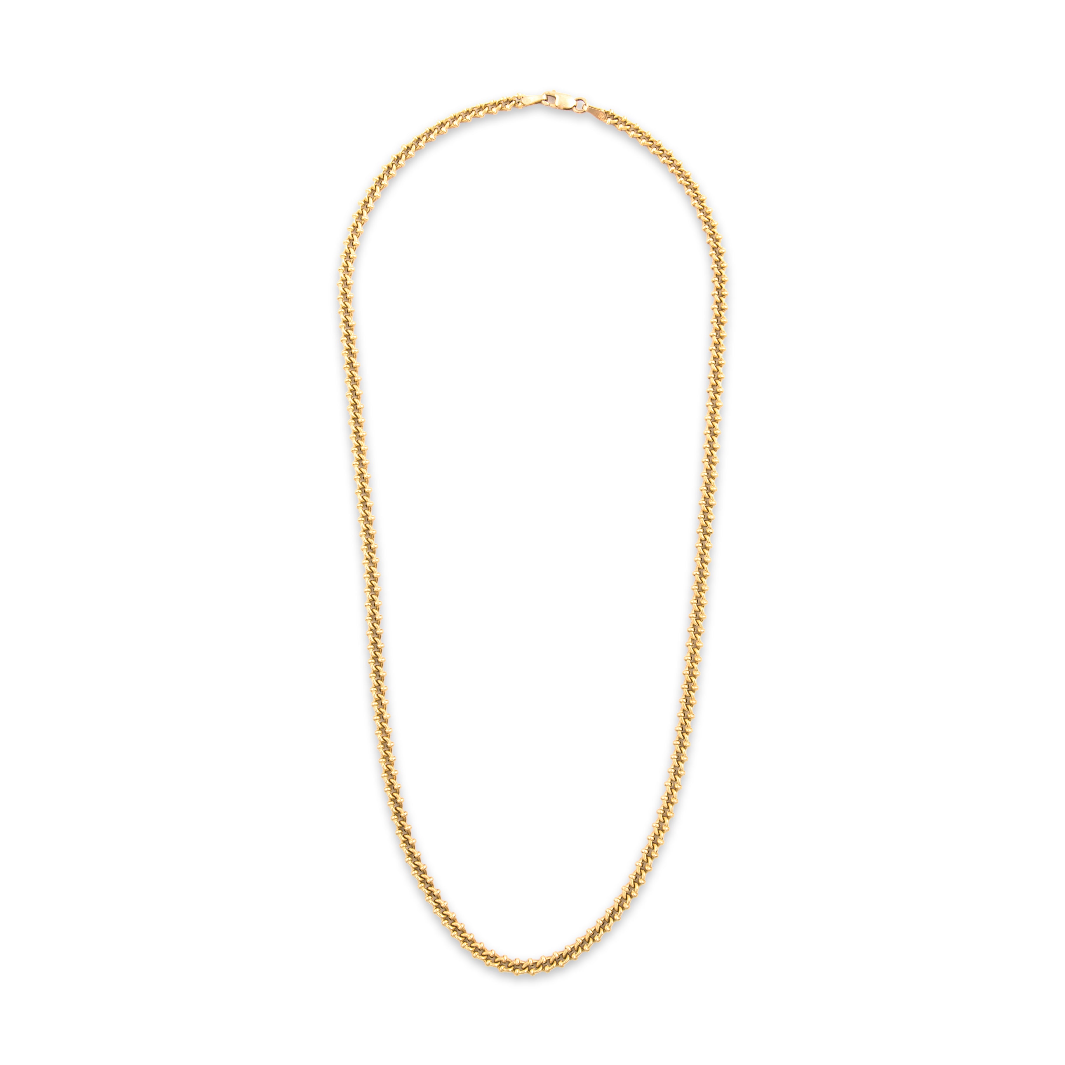 Vintage Italian 14k Yellow Gold 3.95mm Flat Accented Cable Chain 18
