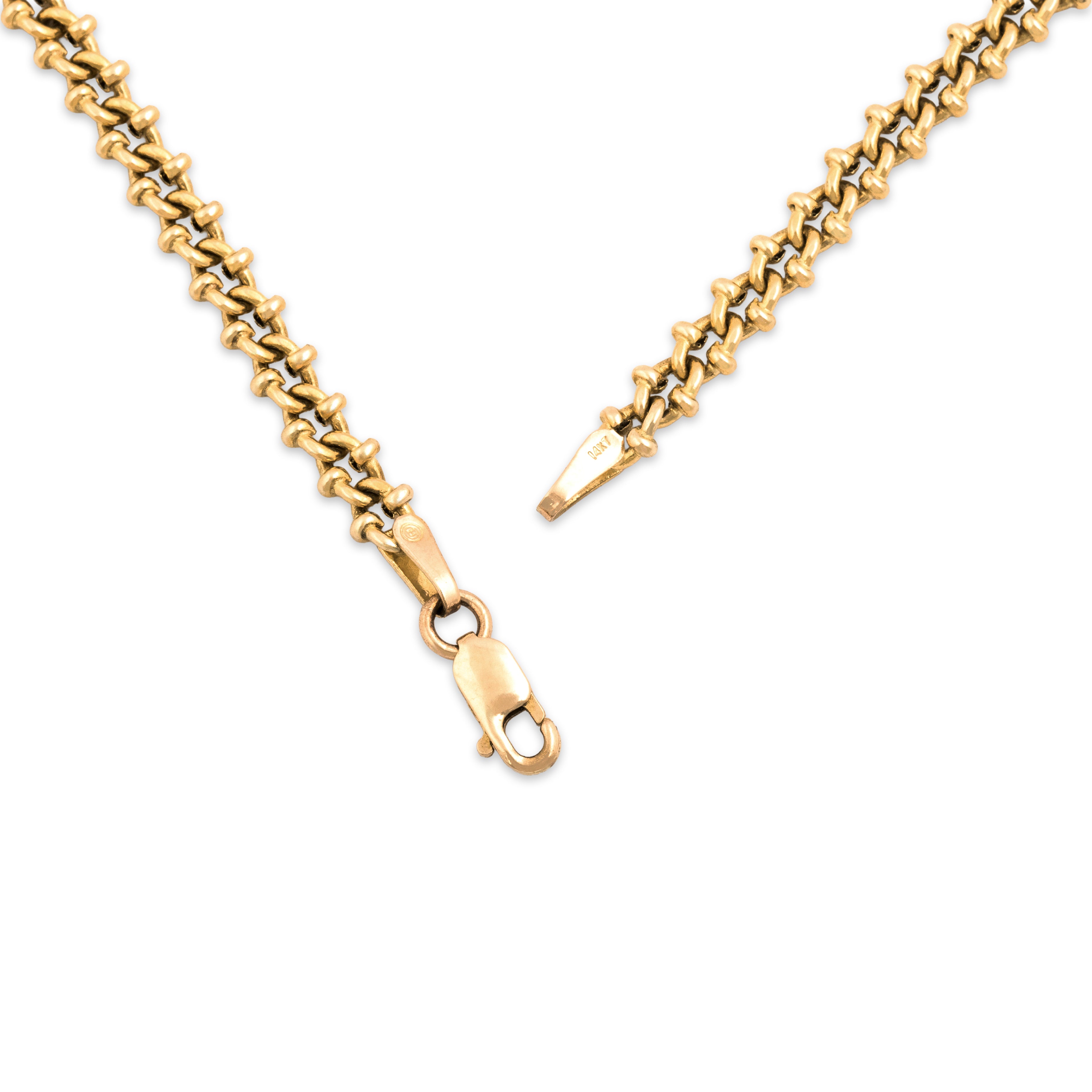 Vintage Italian 14k Yellow Gold 3.95mm Flat Accented Cable Chain 18