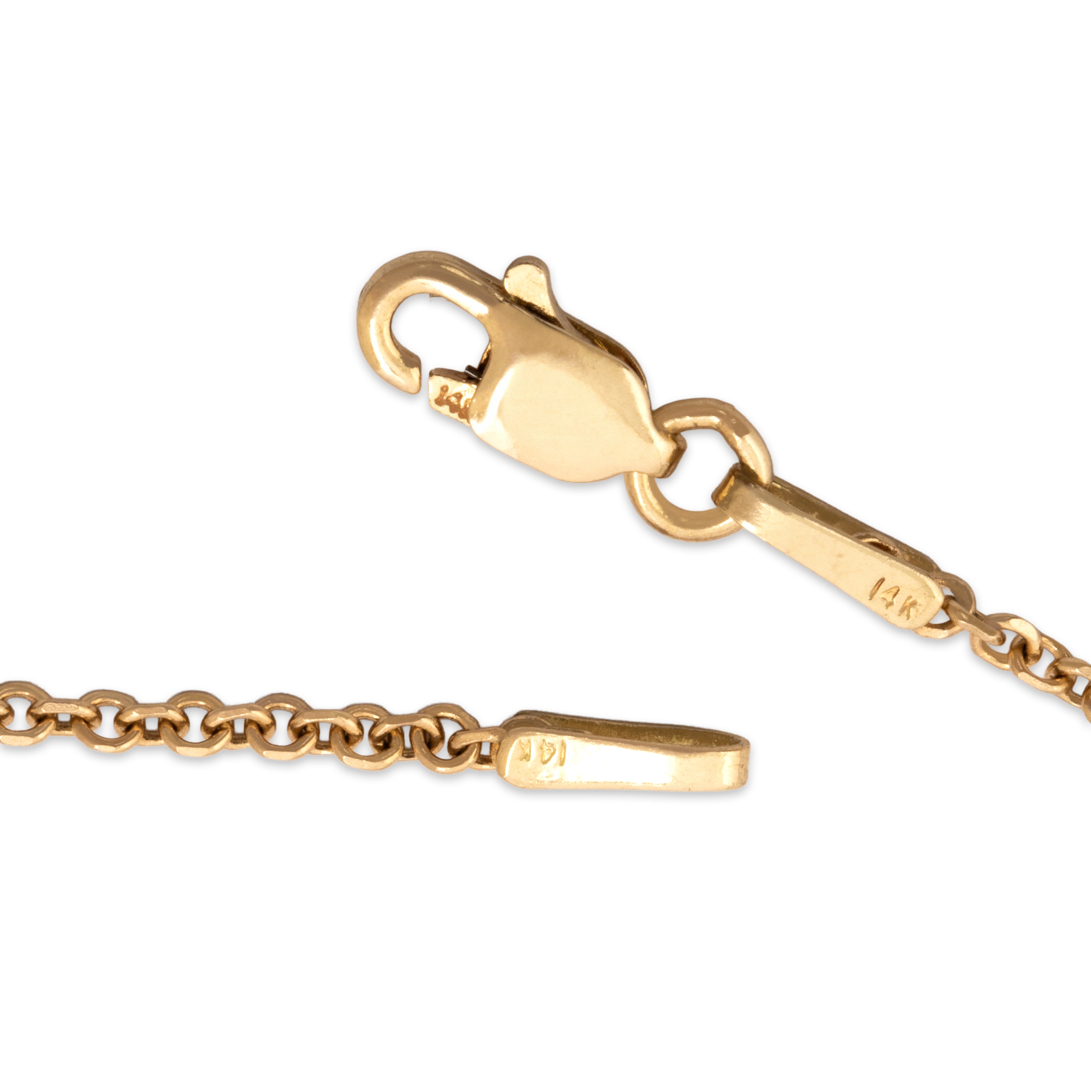Vintage 14k Yellow Gold Sleek Stackable Cable 1.6mm Chain - clasp view