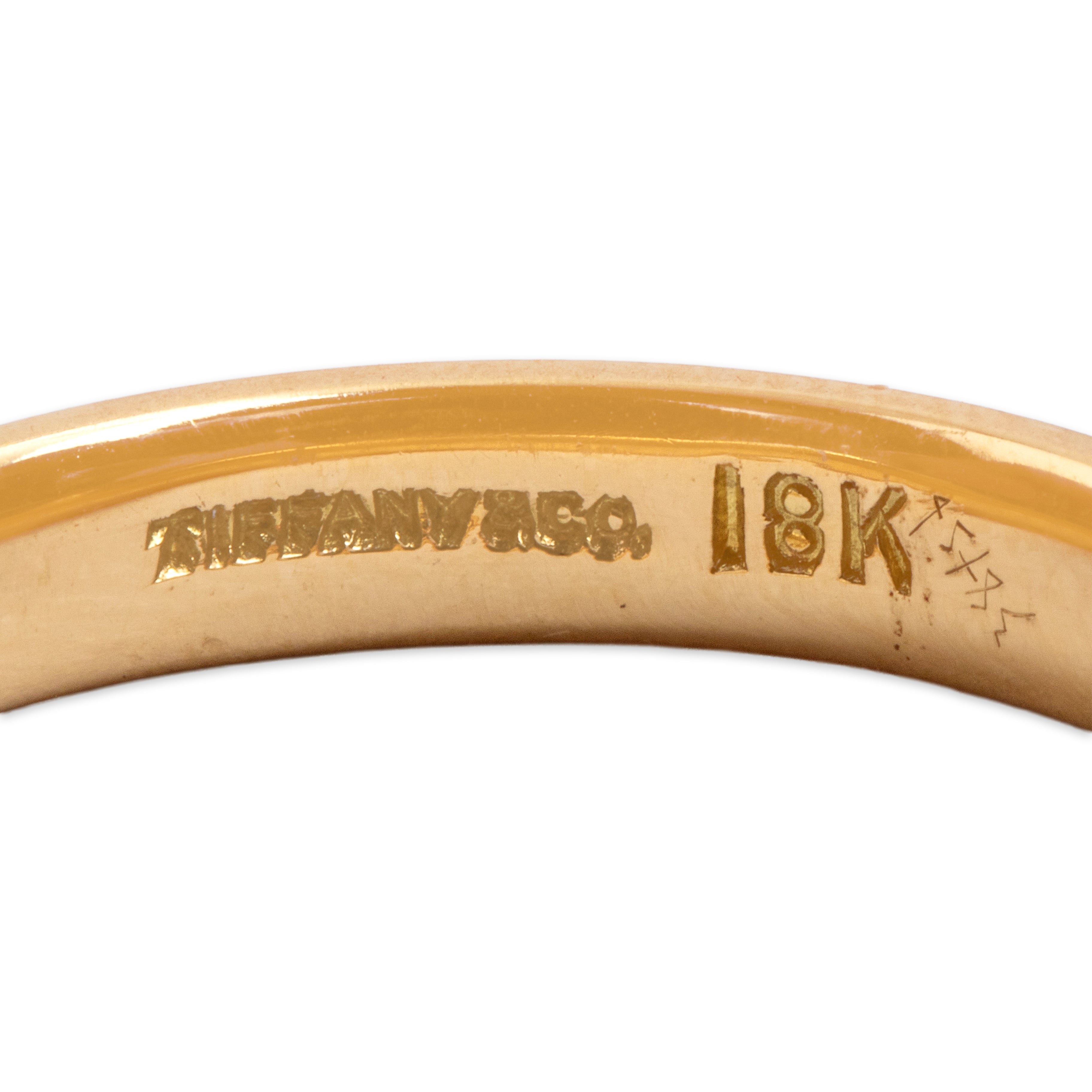 Vintage Tiffany & Co. 18k Yellow Gold Classic Sleek Rounded Band Ring - Hallmark view