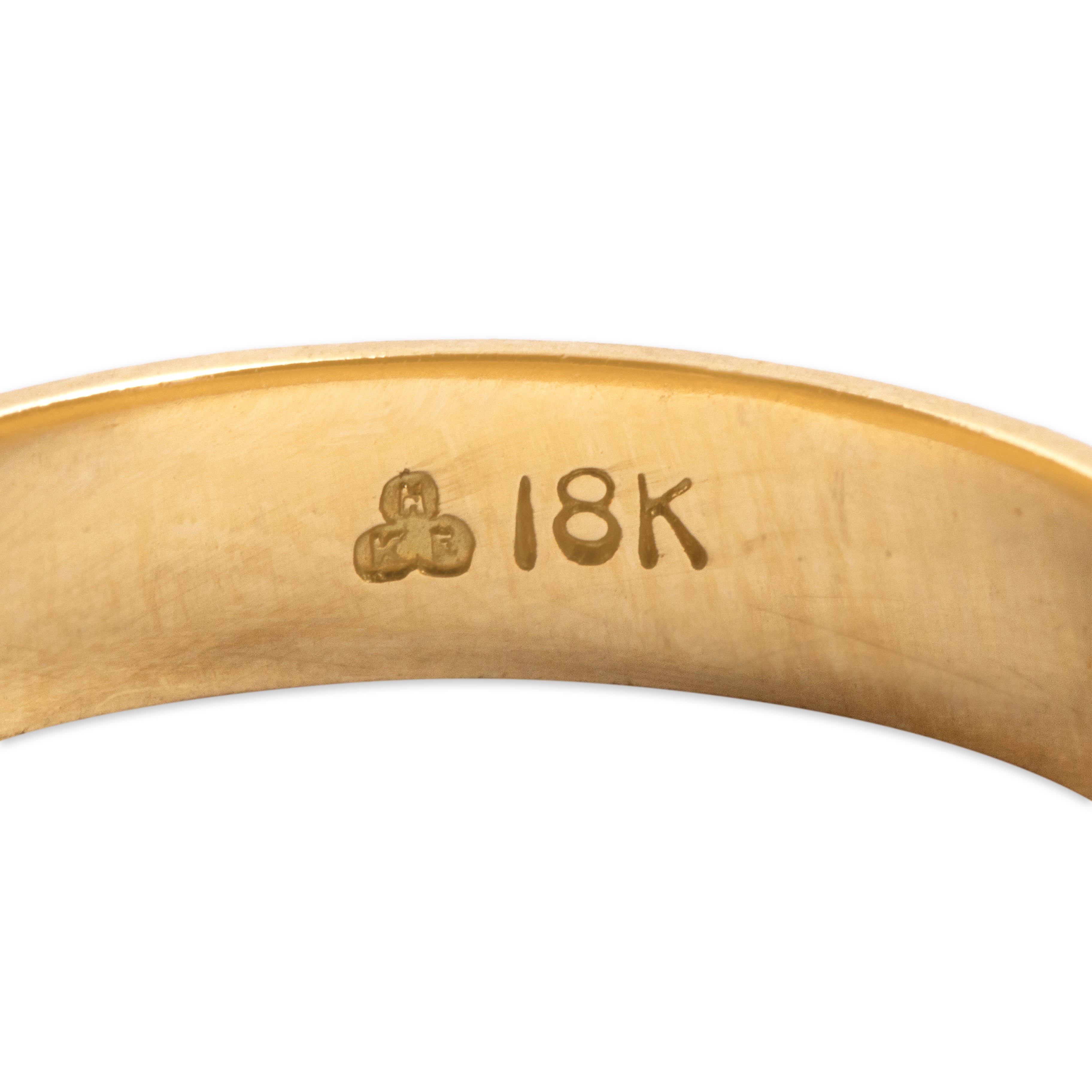 Vintage Substantial 18k Yellow Gold Geometric Milgrain Blossom Eternity Band Ring - Hallmark view