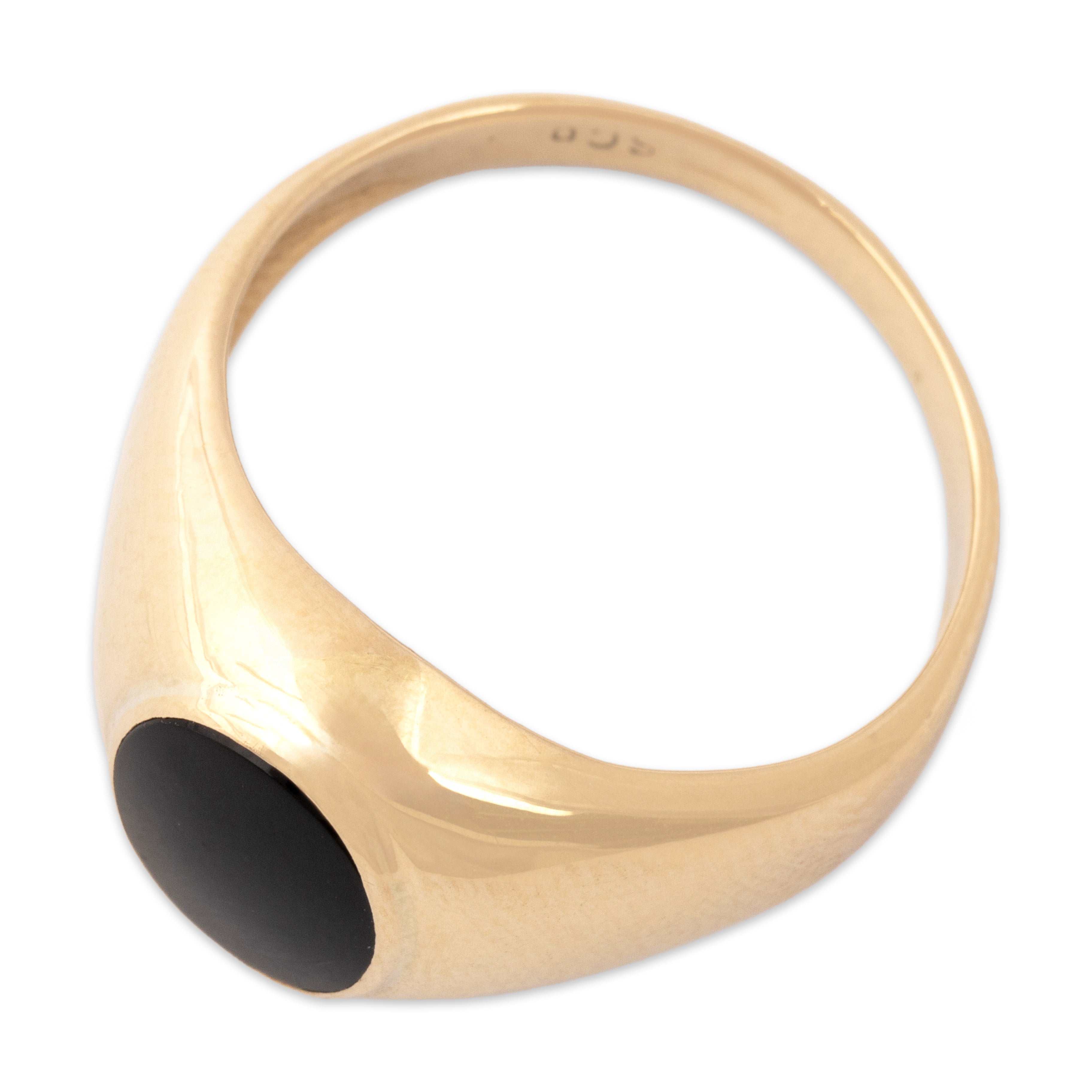Vintage 10k Yellow Gold 1.04ct Onyx Sleek Oval Dome Ring - Overall view