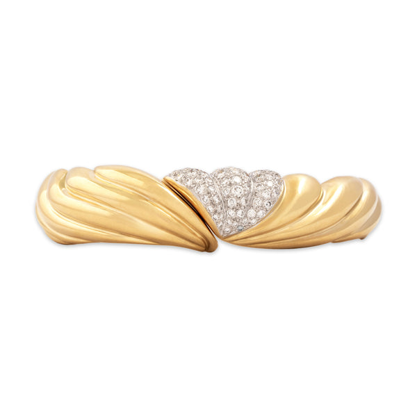 Vintage Italian 18k Yellow Gold 1.27cttw Diamond Bangle Bracelet 6.75