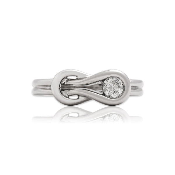 Vintage 14k White Gold .25ct Diamond Gleaming Looping Knot Ring 7.00