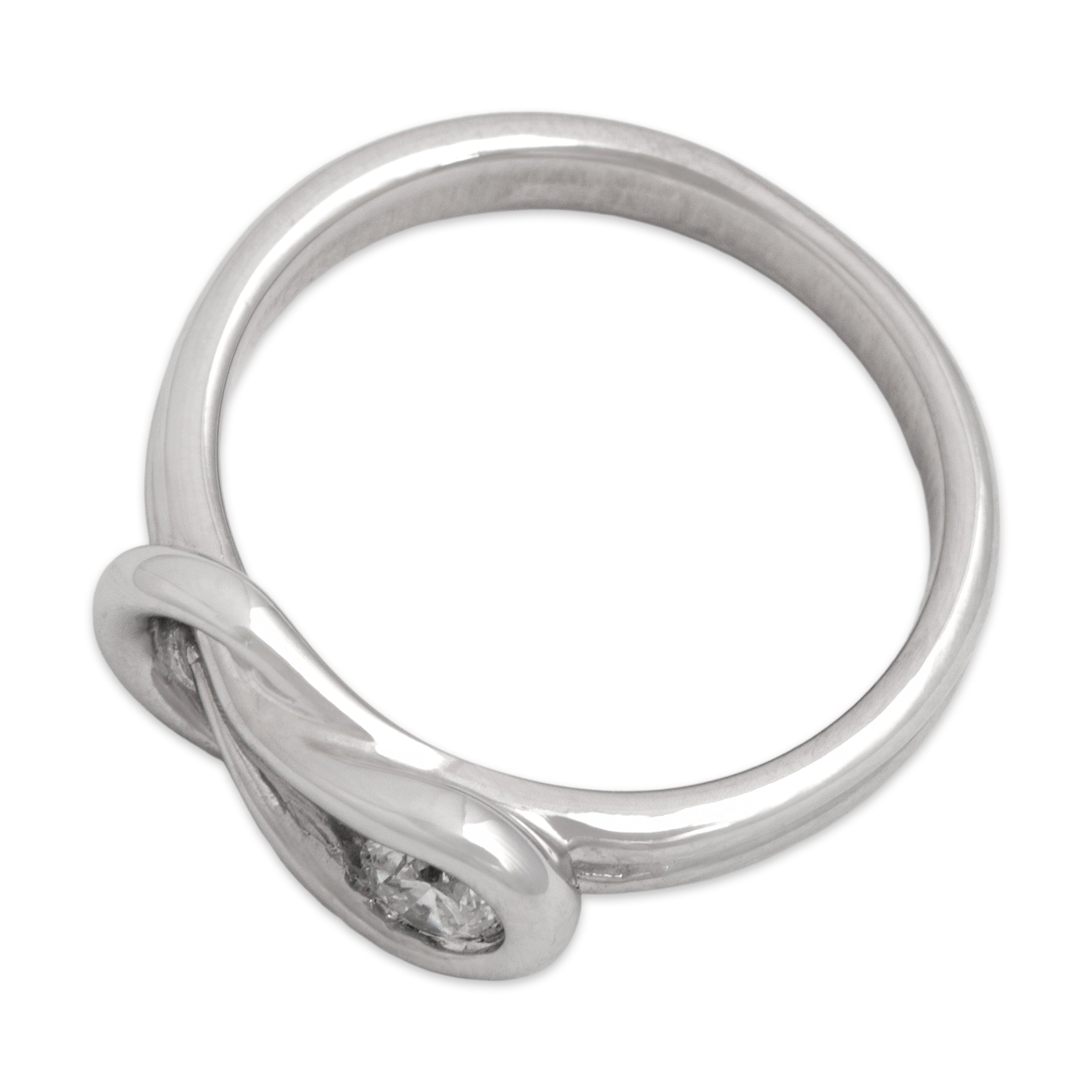 Vintage 14k White Gold Diamond Gleaming Looping Knot Ring - Overall view