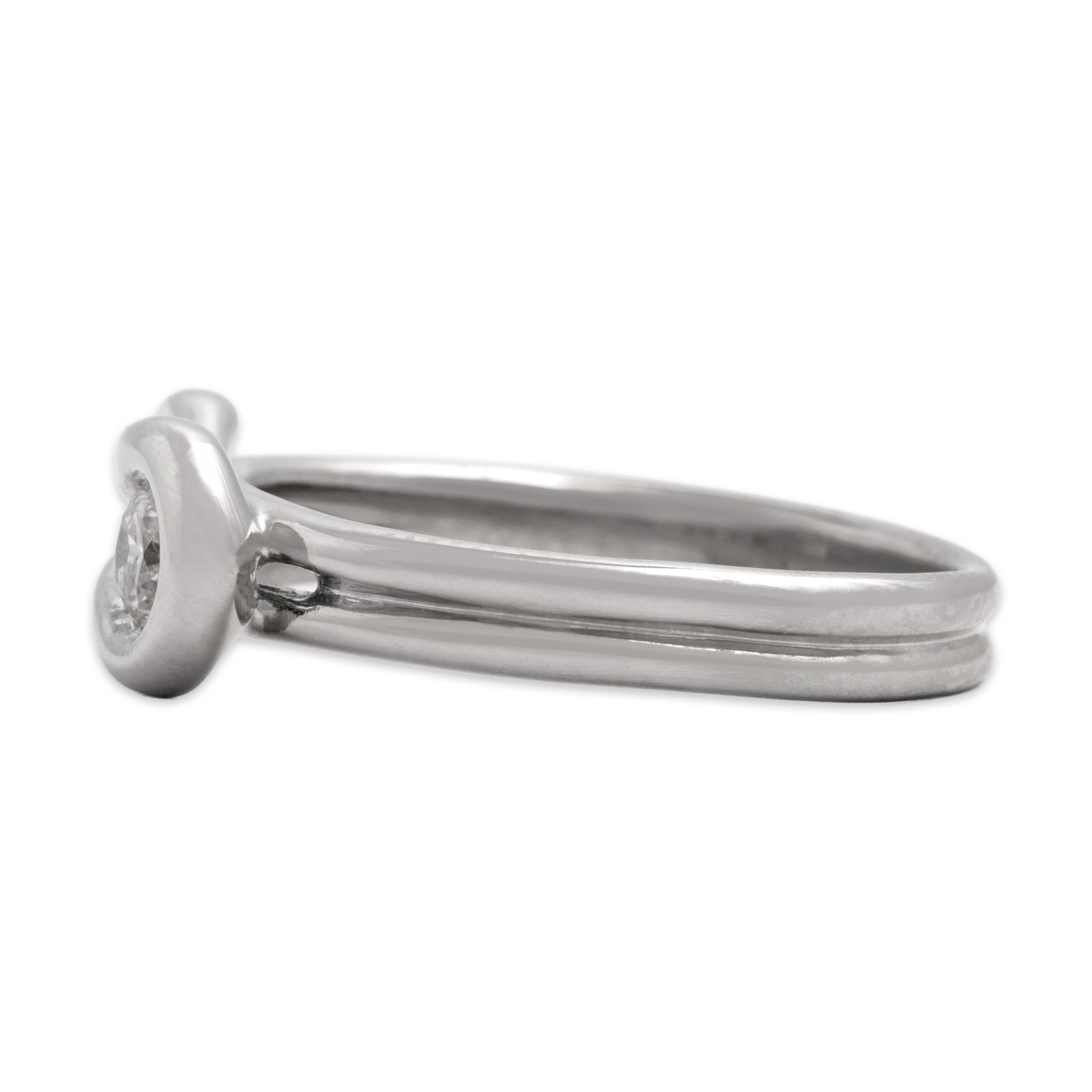 Vintage 14k White Gold Diamond Gleaming Looping Knot Ring - Side view