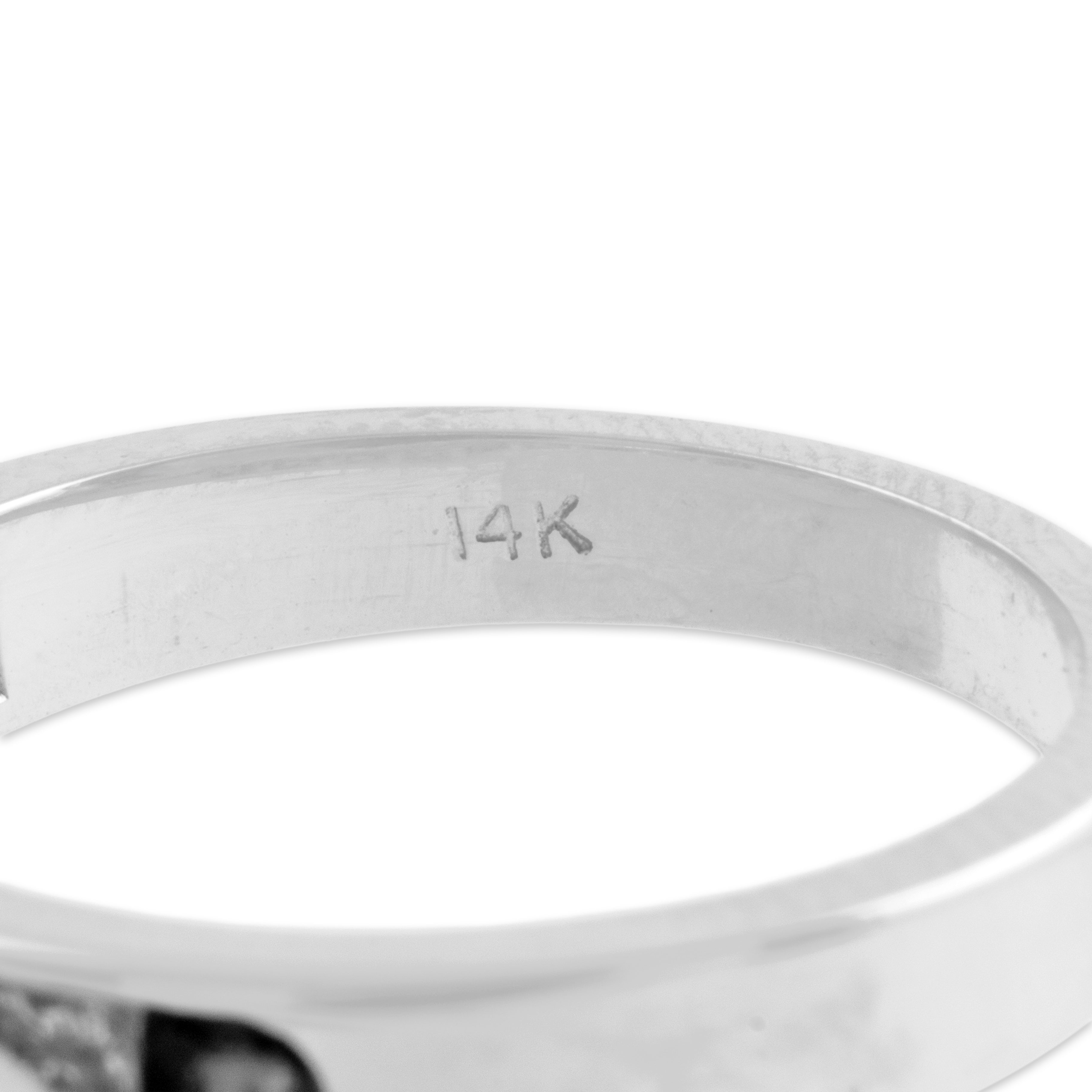 Vintage 14k White Gold Blue Sapphire Diamond Sleek Alternating Channel Band Ring - Hallmark view