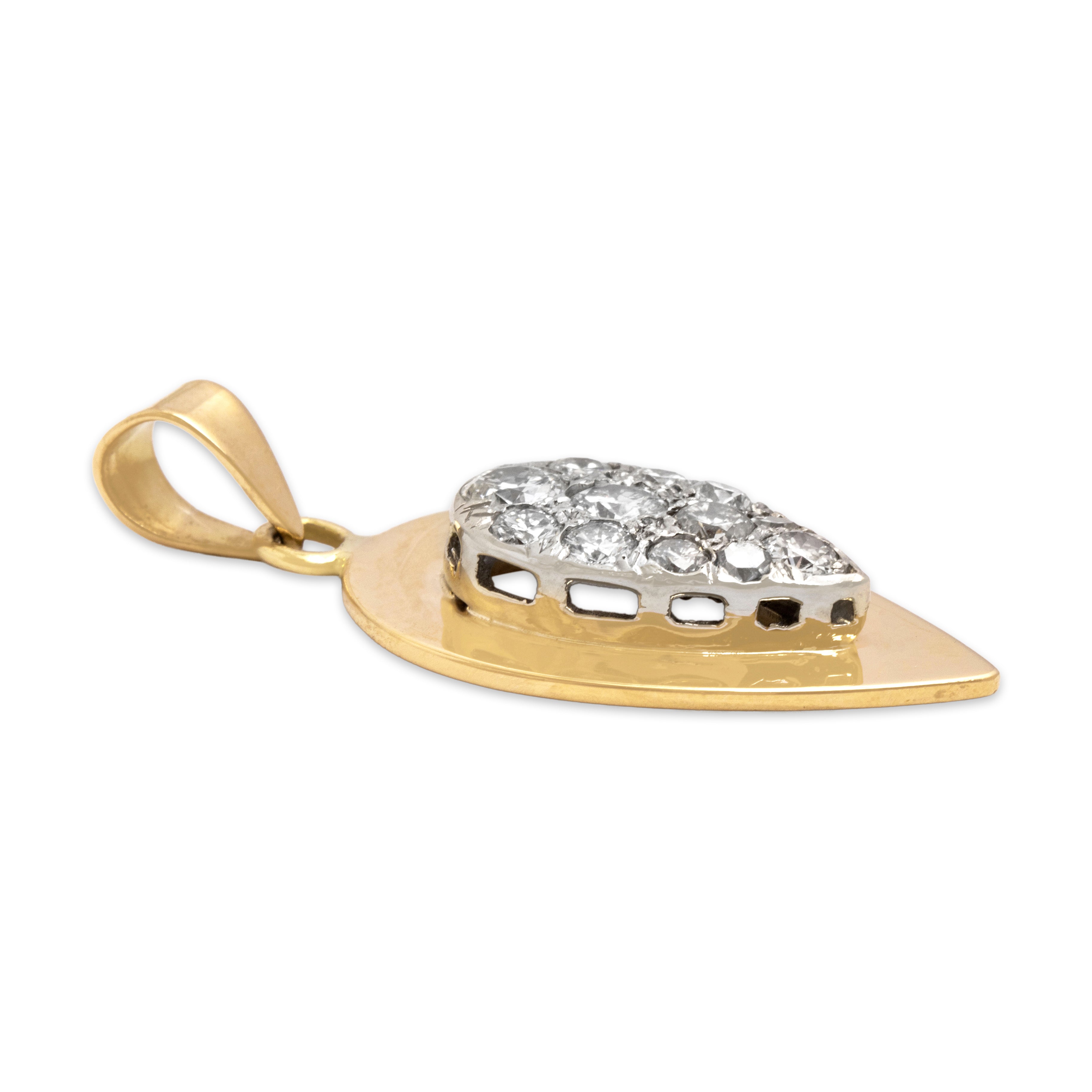 Vintage 14k Yellow & White Gold .55cttw Diamond Stunning Pear Pendant