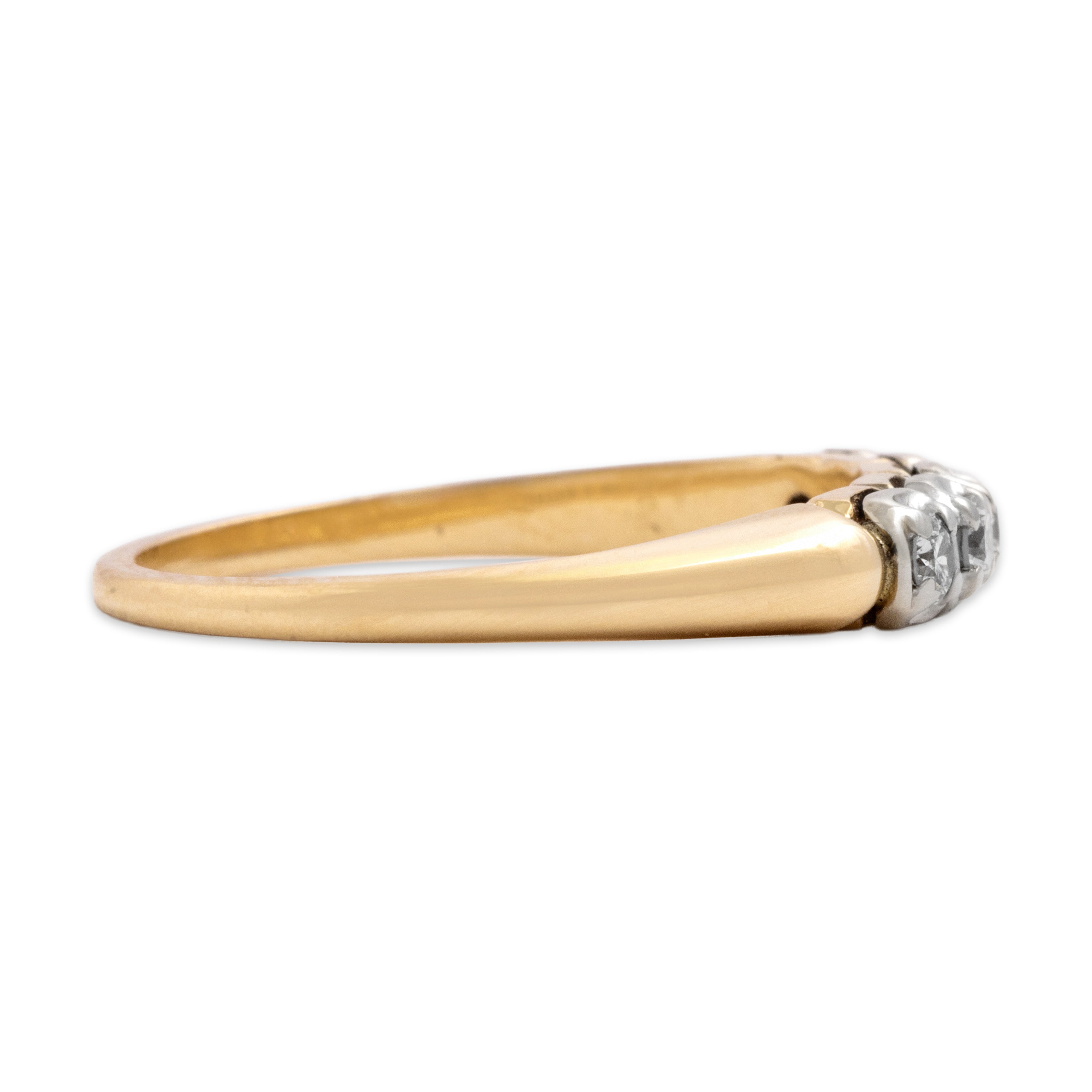 Vintage 14k Yellow & White Gold Diamond Timeless Five-Stone Band Ring 7.00