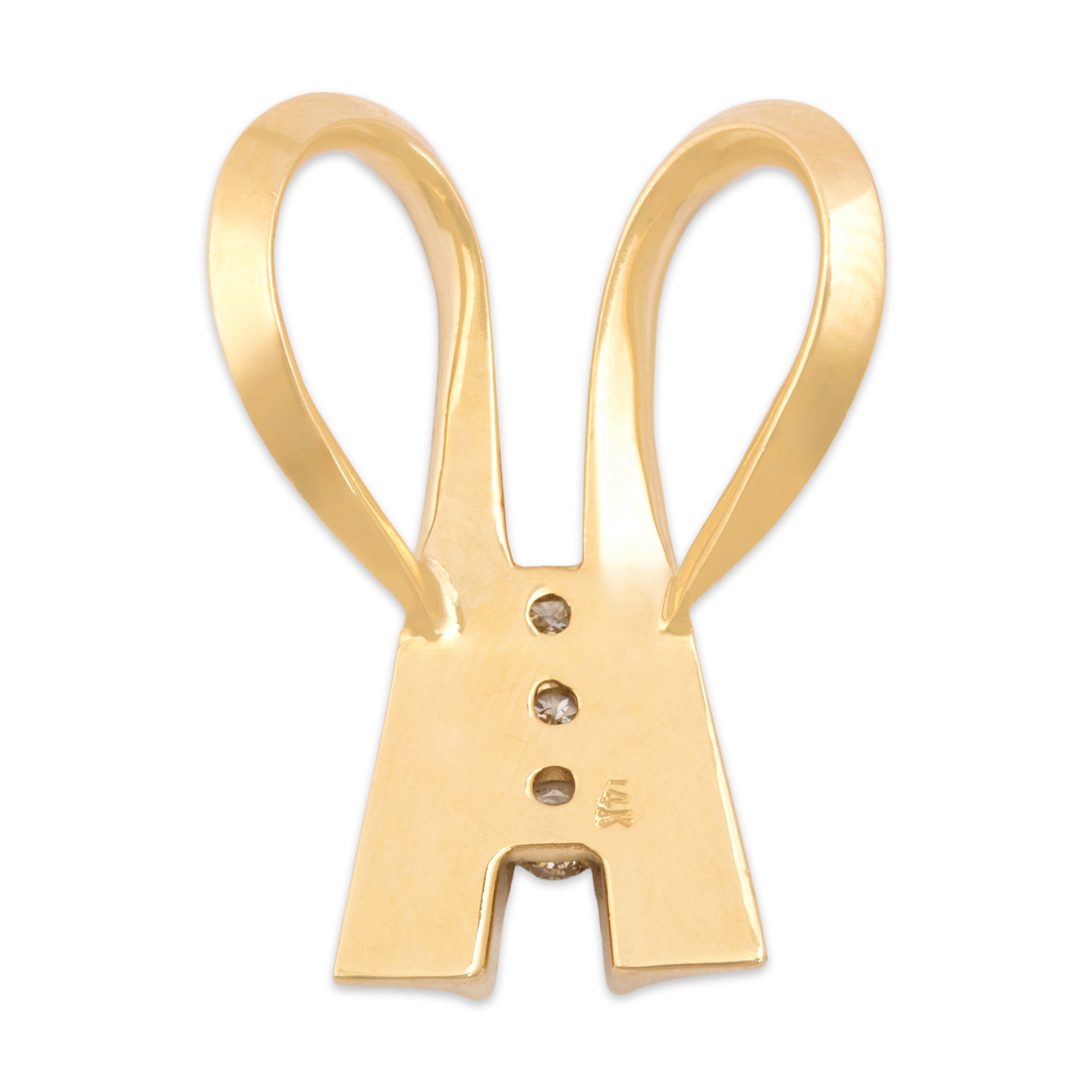 Vintage 14k Yellow Gold Diamond Elegant Abstract Ribbon Slide Pendant - Back view