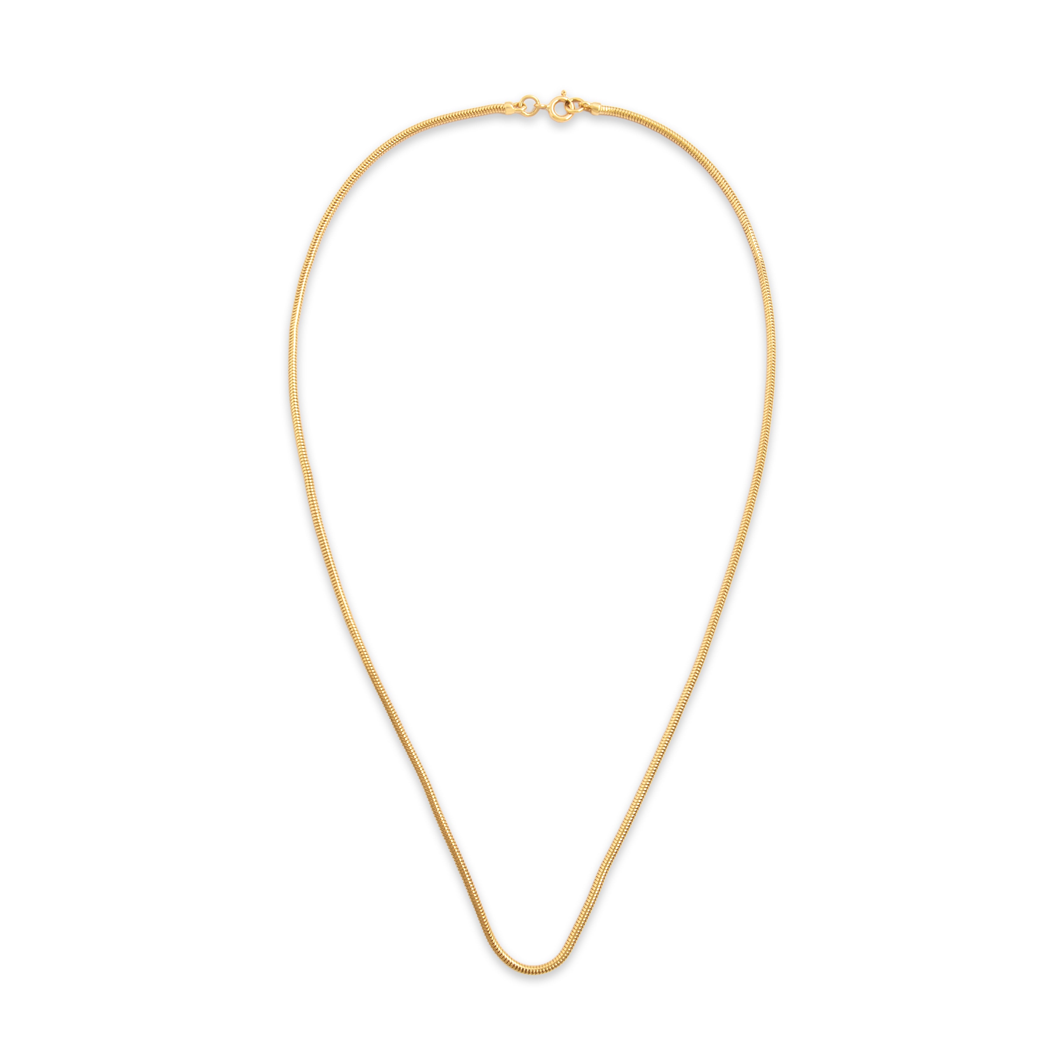 Vintage 18k Yellow Gold 1.9mm Sleek Tubular Snake Chain - Overall view