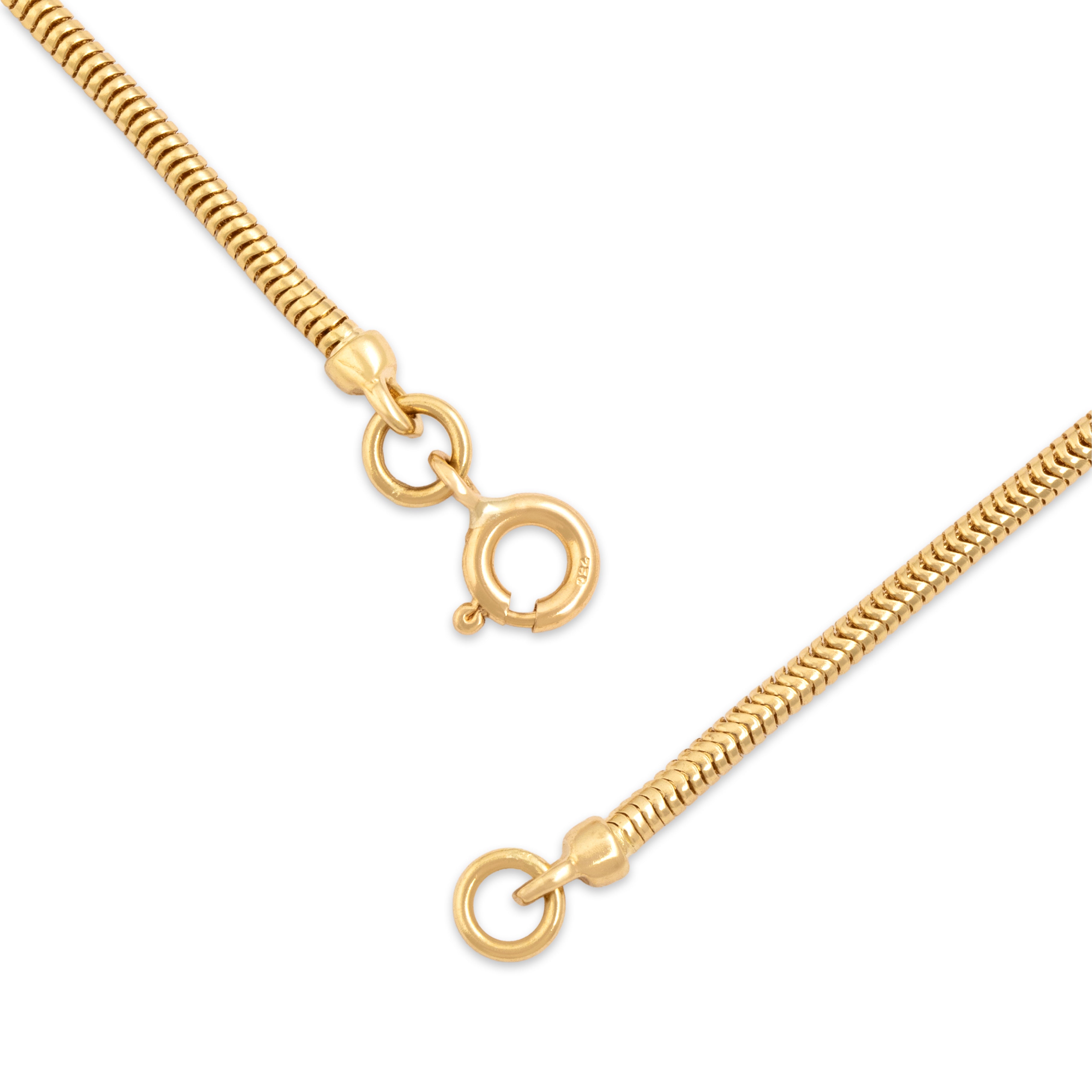 Vintage 18k Yellow Gold 1.9mm Sleek Tubular Snake Chain - clasp view