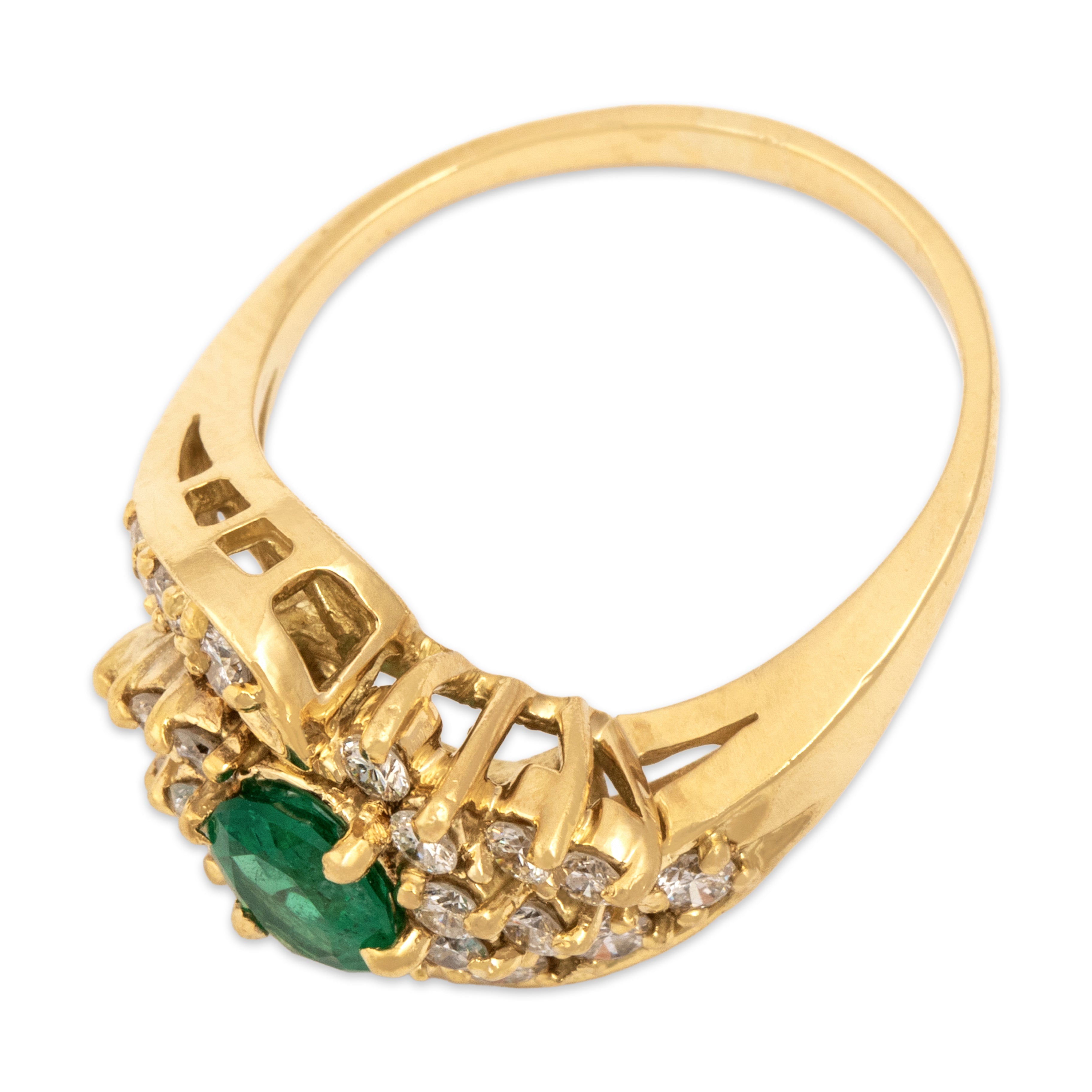 Vintage 18k Yellow Gold .58ct Emerald Diamond Fantastic Sparkling Ring - Overall view