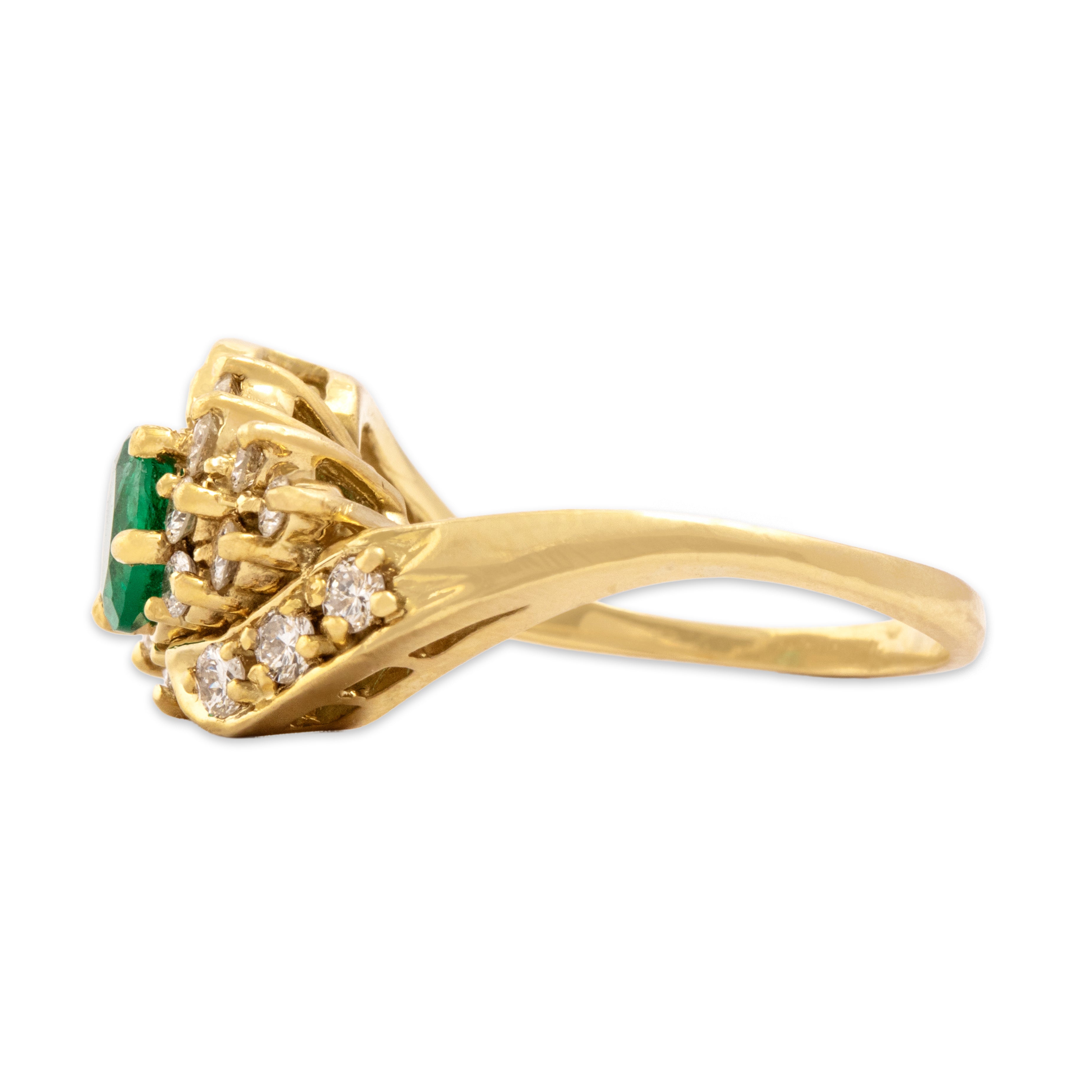 Vintage 18k Yellow Gold .58ct Emerald Diamond Fantastic Sparkling Ring - Side view