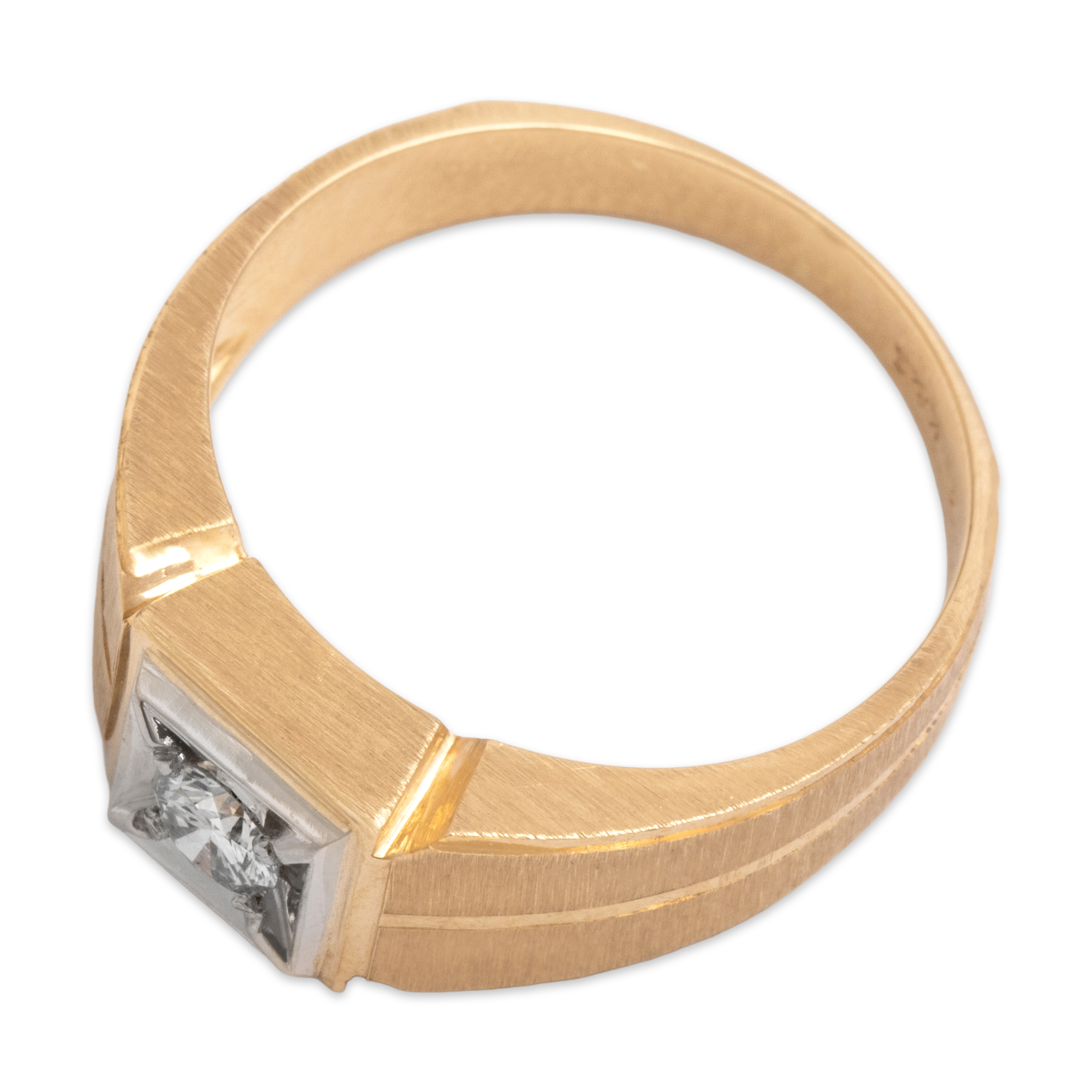 Vintage 10k Yellow & White Gold .25ct Diamond Square-Set Solitare Ring 8.75