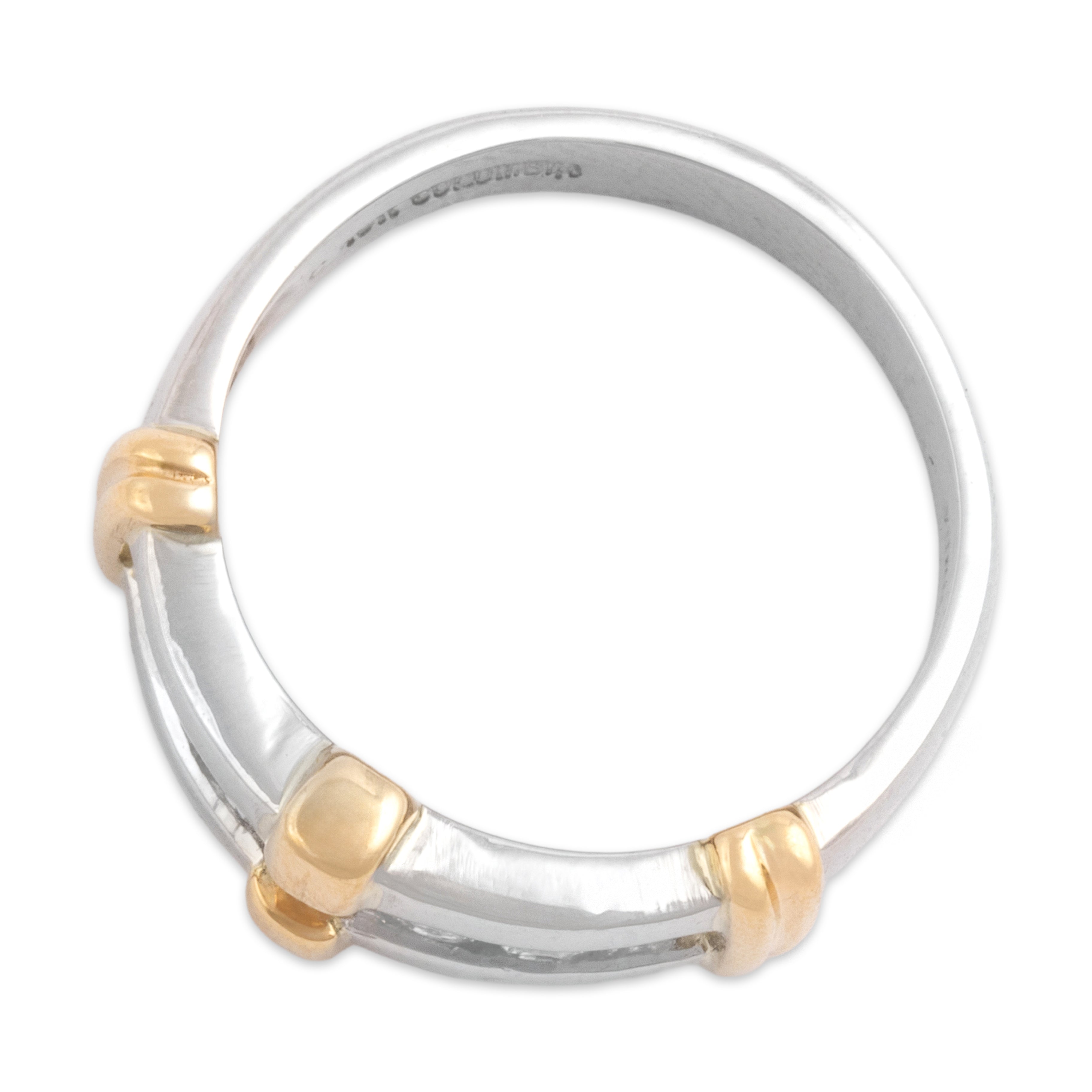 Vintage Platinum & 18k Yellow Gold Diamond Stunning Channel-Set Ribbed Wide Ring - Overall view