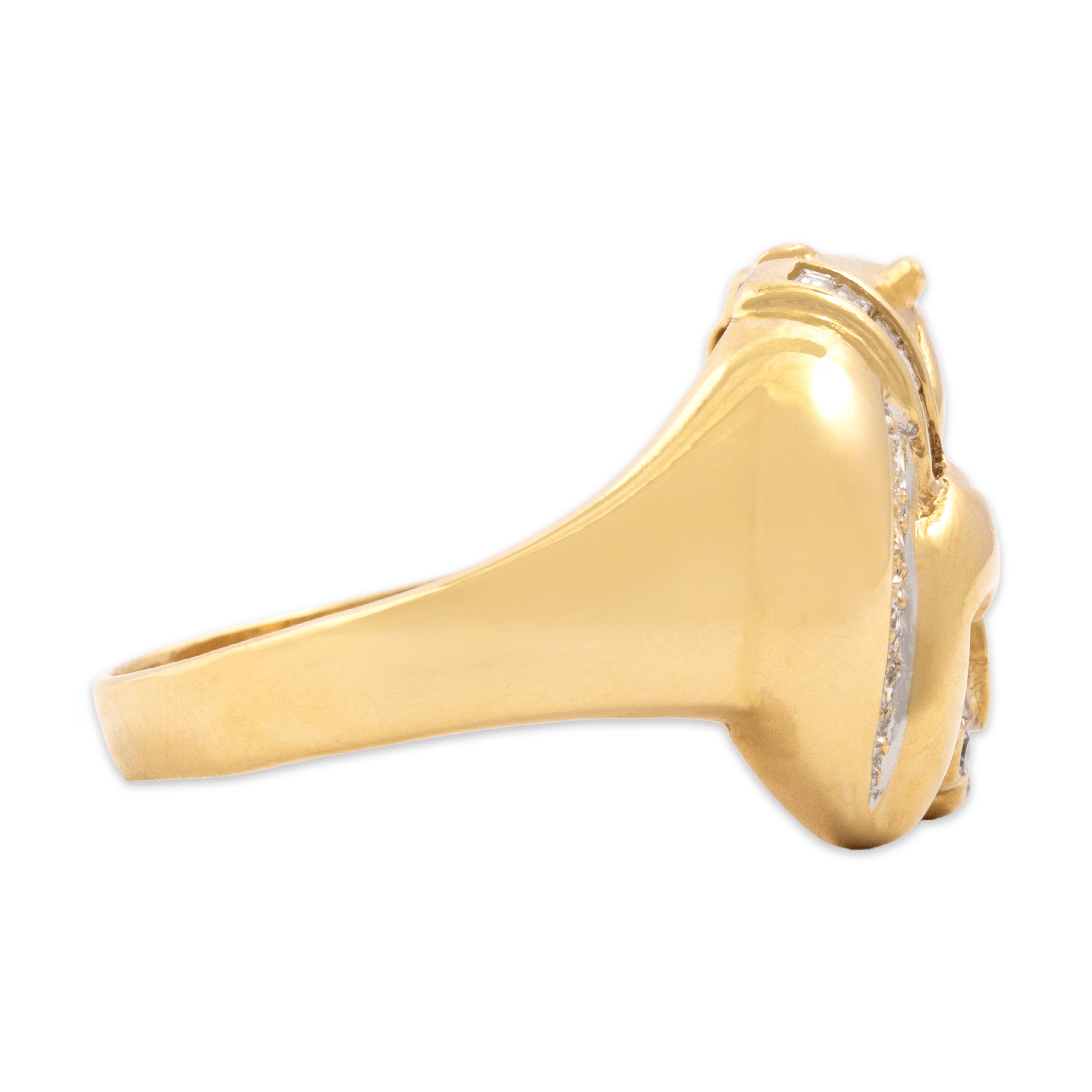 Vintage 18k Yellow Gold Diamond Emerald Fierce Panther Ring - Side view