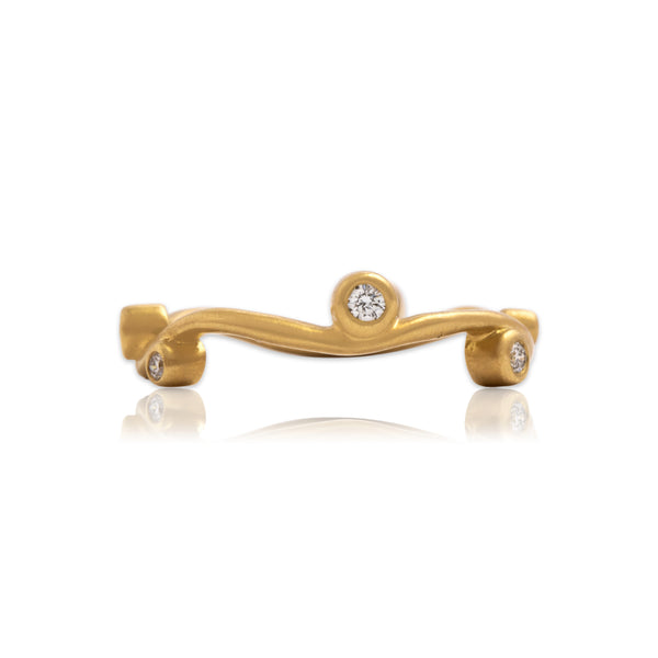 Estate 18k Yellow Gold Diamond Organic Vine Ring 6.25
