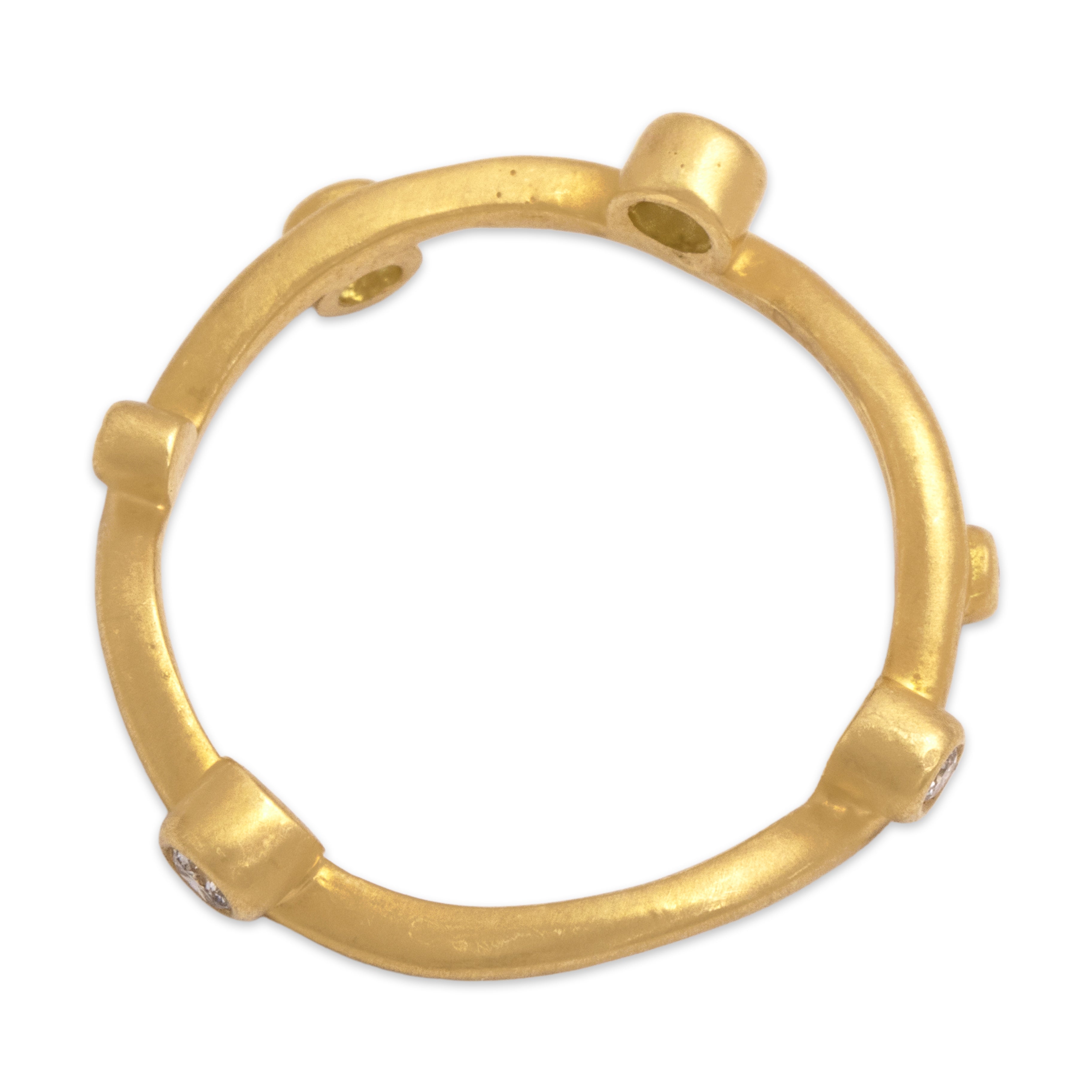 Estate 18k Yellow Gold Diamond Organic Vine Ring 6.25