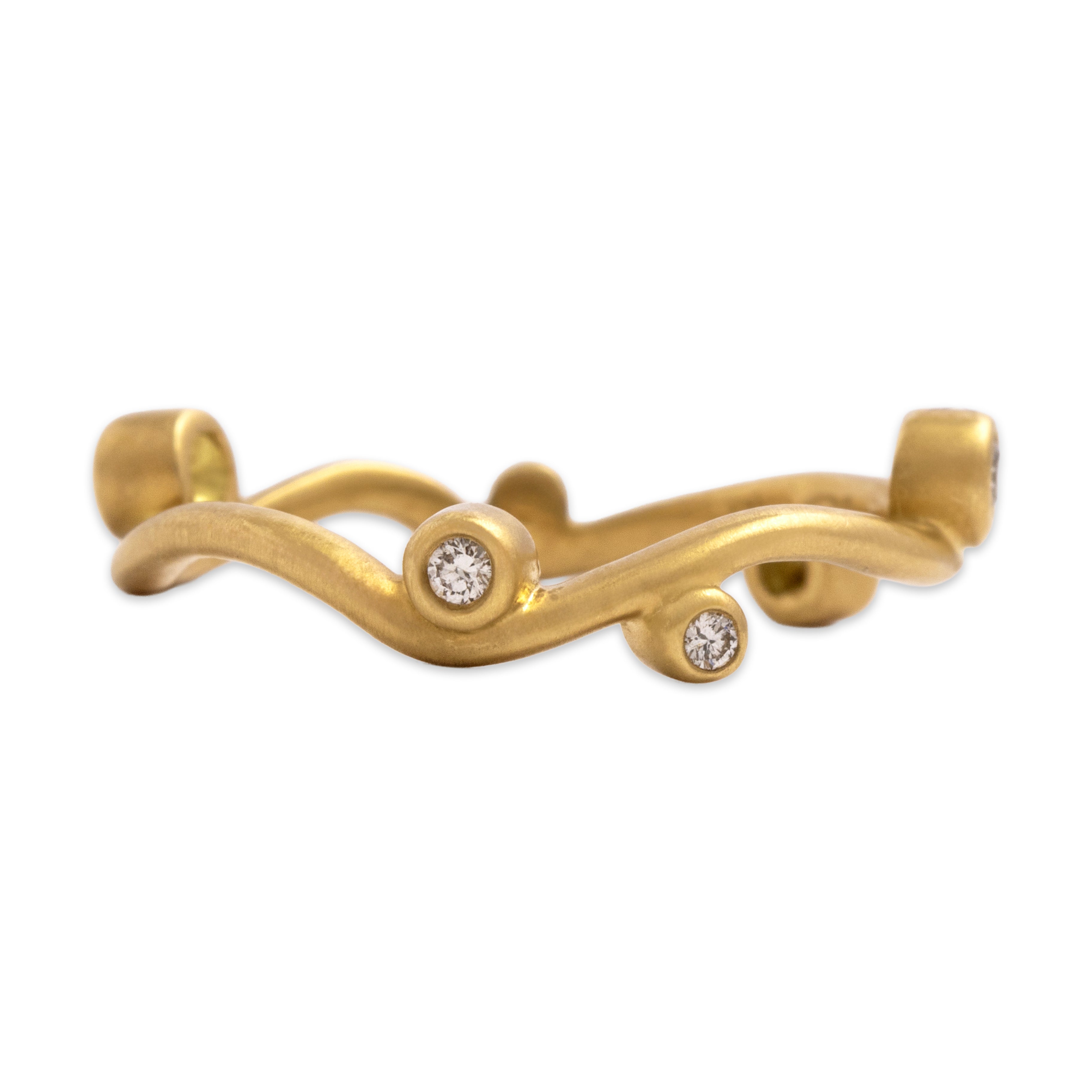 Estate 18k Yellow Gold Diamond Organic Vine Ring 6.25