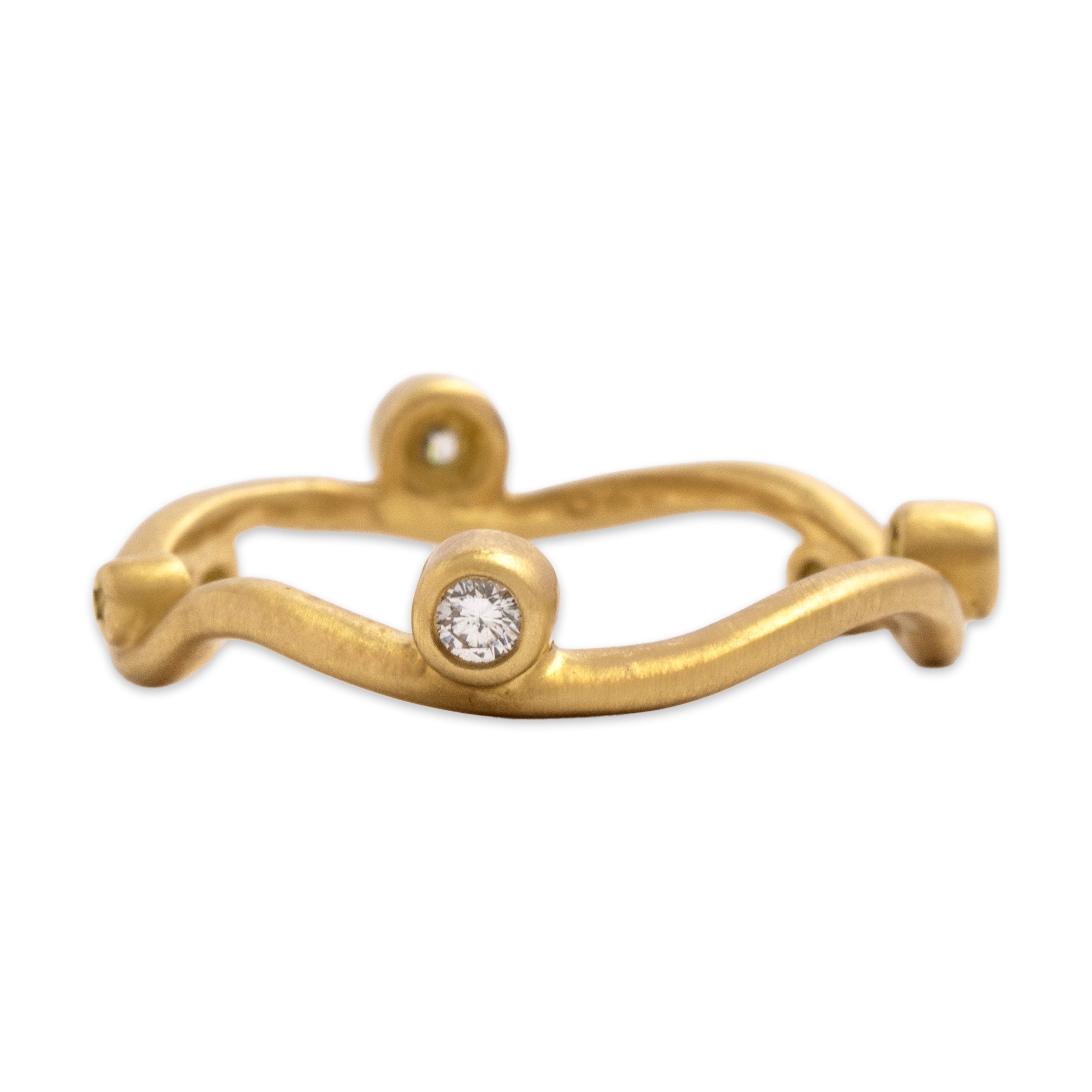 Estate 18k Yellow Gold Diamond Organic Vine Ring 6.25