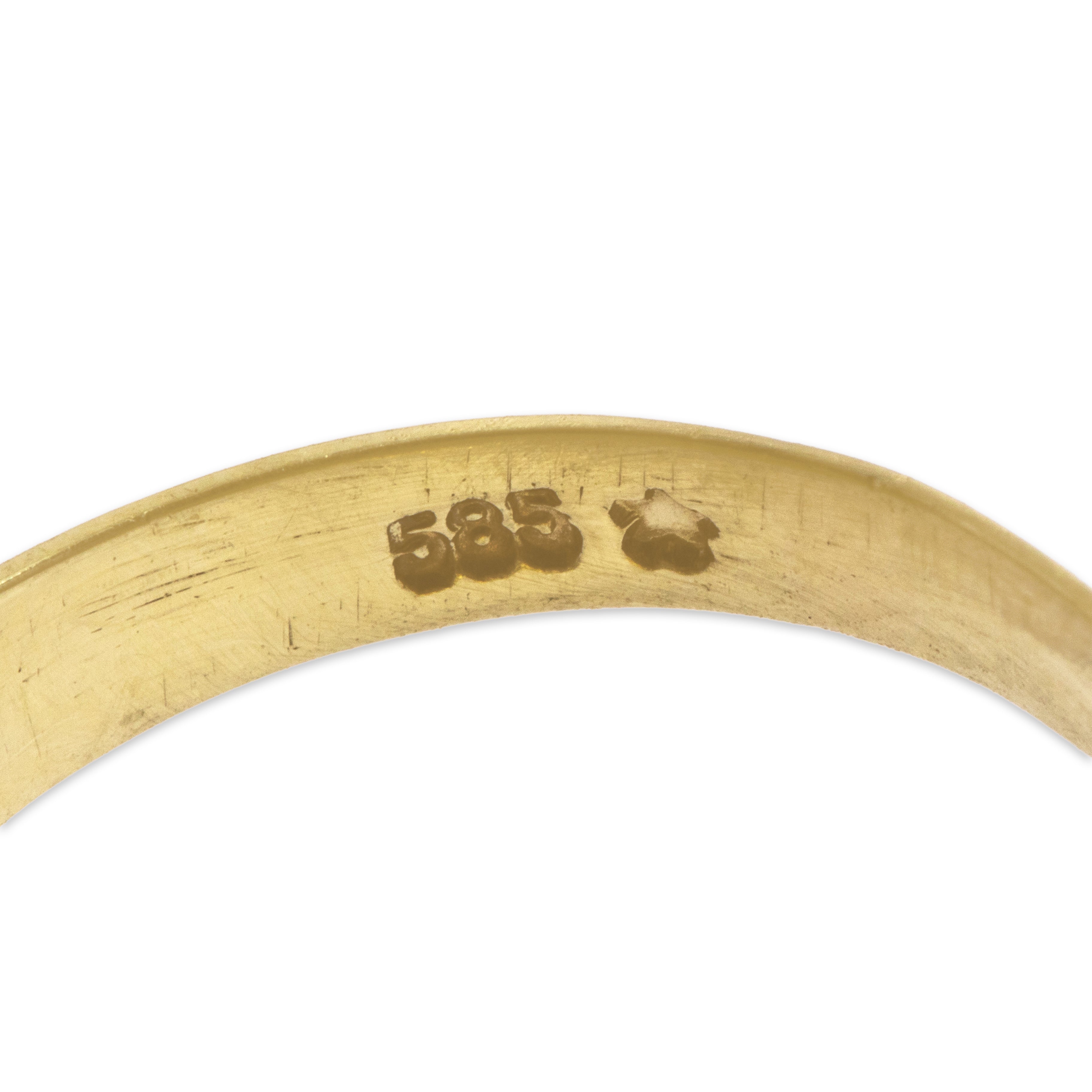 Vintage 14k Yellow Gold 3.31ct Moonstone Sleek Oblong Geometric Ring - Hallmark view