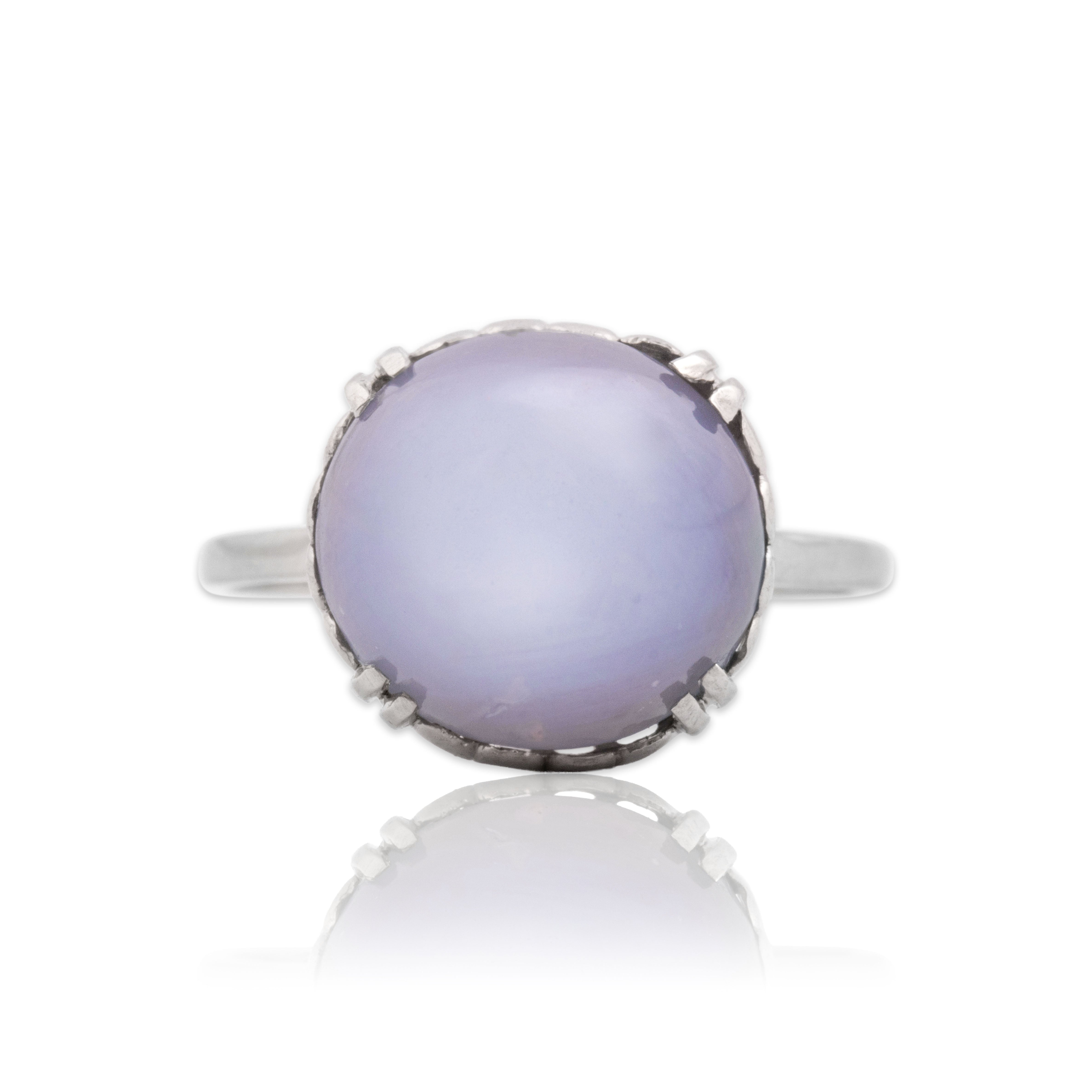Antique Platinum 14.12ct Lavender Star Sapphire Mesmerizing Cabochon Ring 6.25