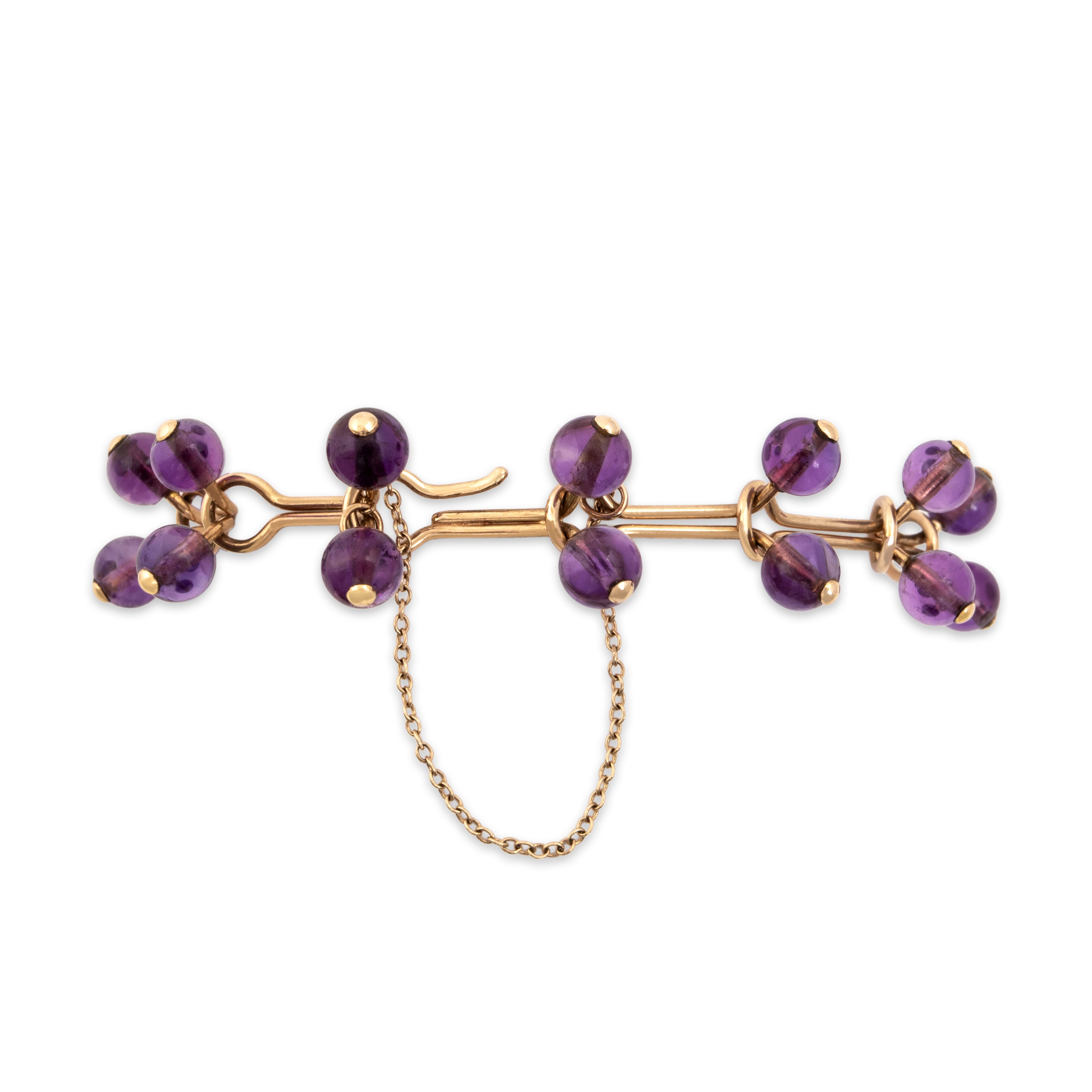 Vintage 14k Yellow Gold 40.92cttw Amethyst Abstract Grape Vine Bracelet - Overall view