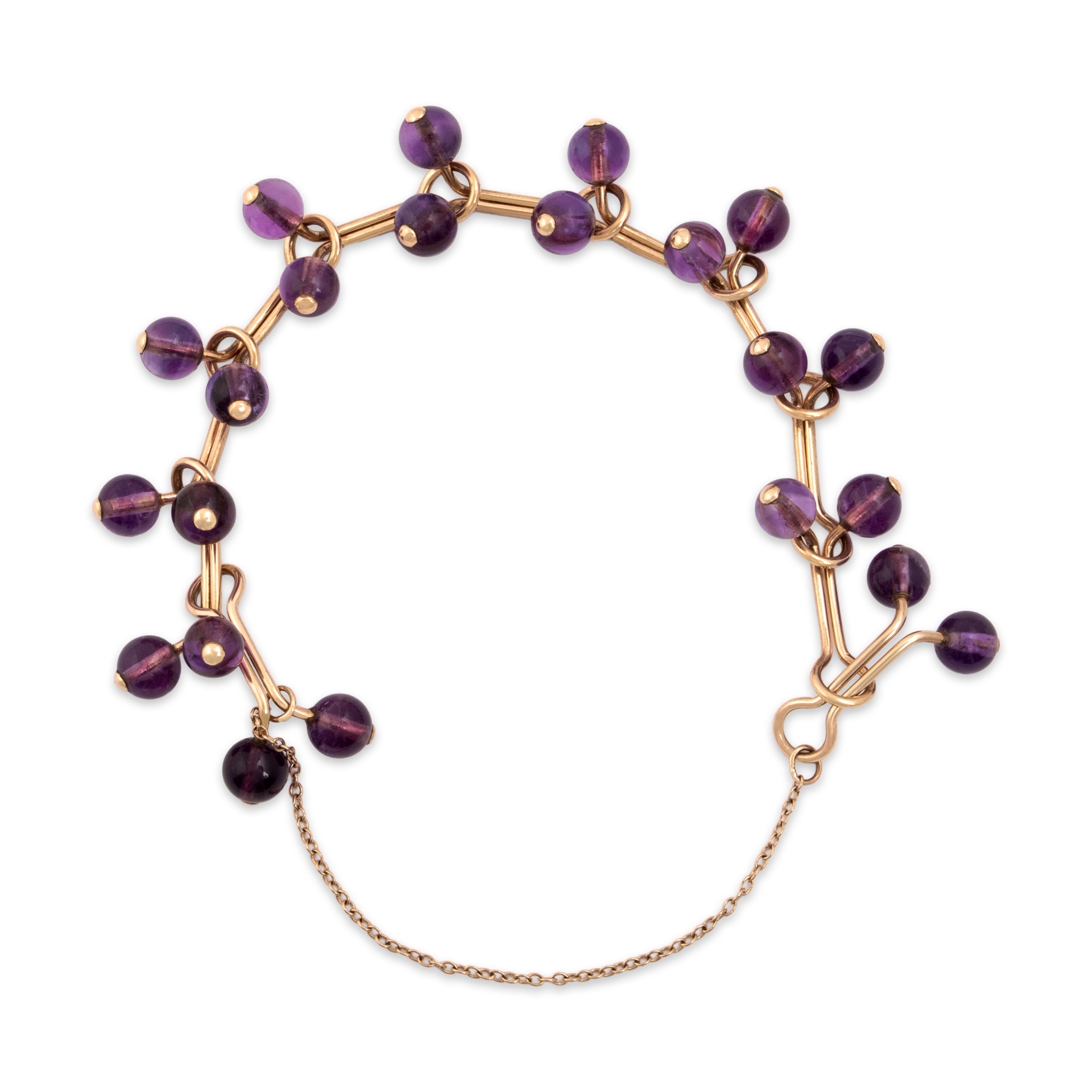 Vintage 14k Yellow Gold 40.92cttw Amethyst Abstract Grape Vine Bracelet - detail view #1