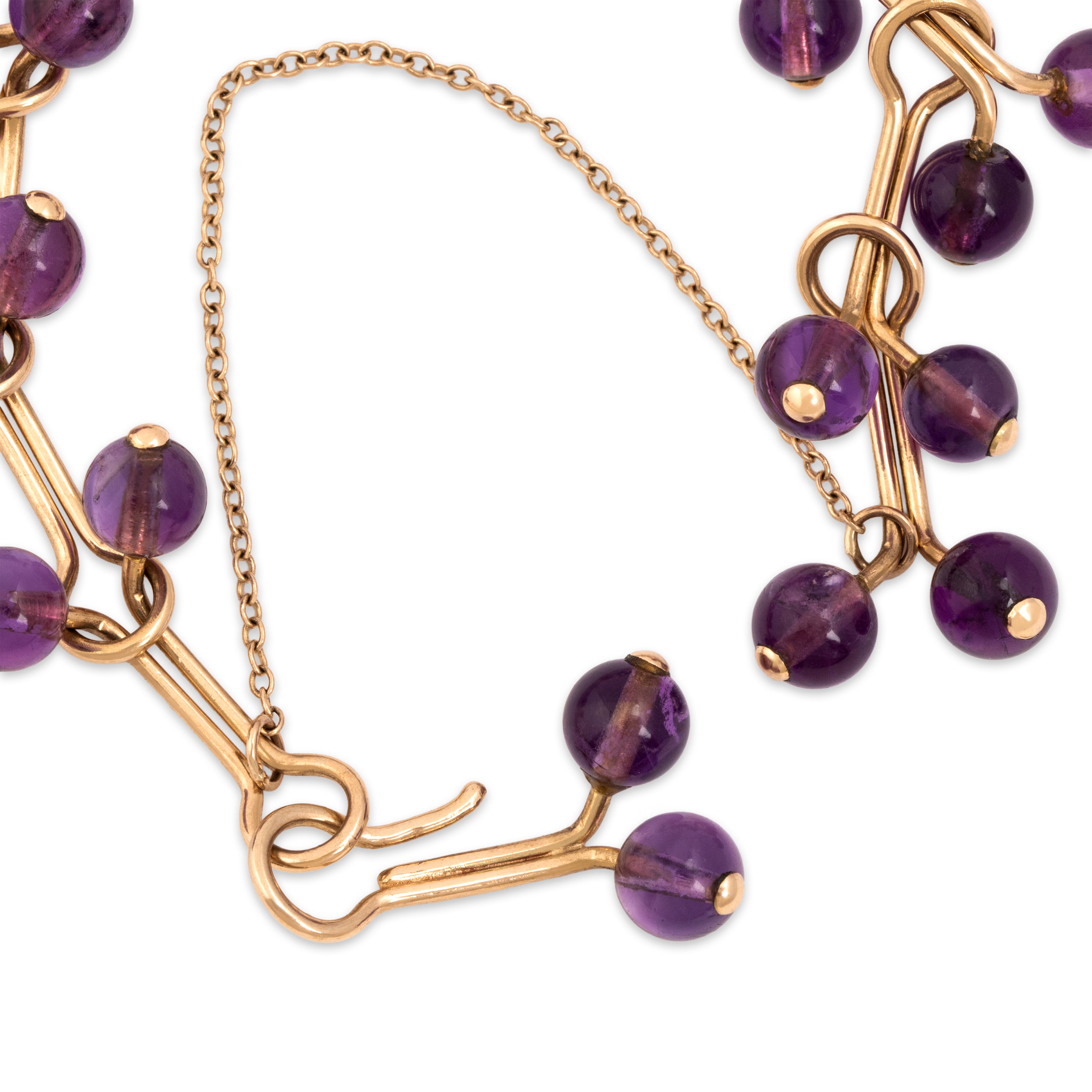 Vintage 14k Yellow Gold 40.92cttw Amethyst Abstract Grape Vine Bracelet - detail view #2