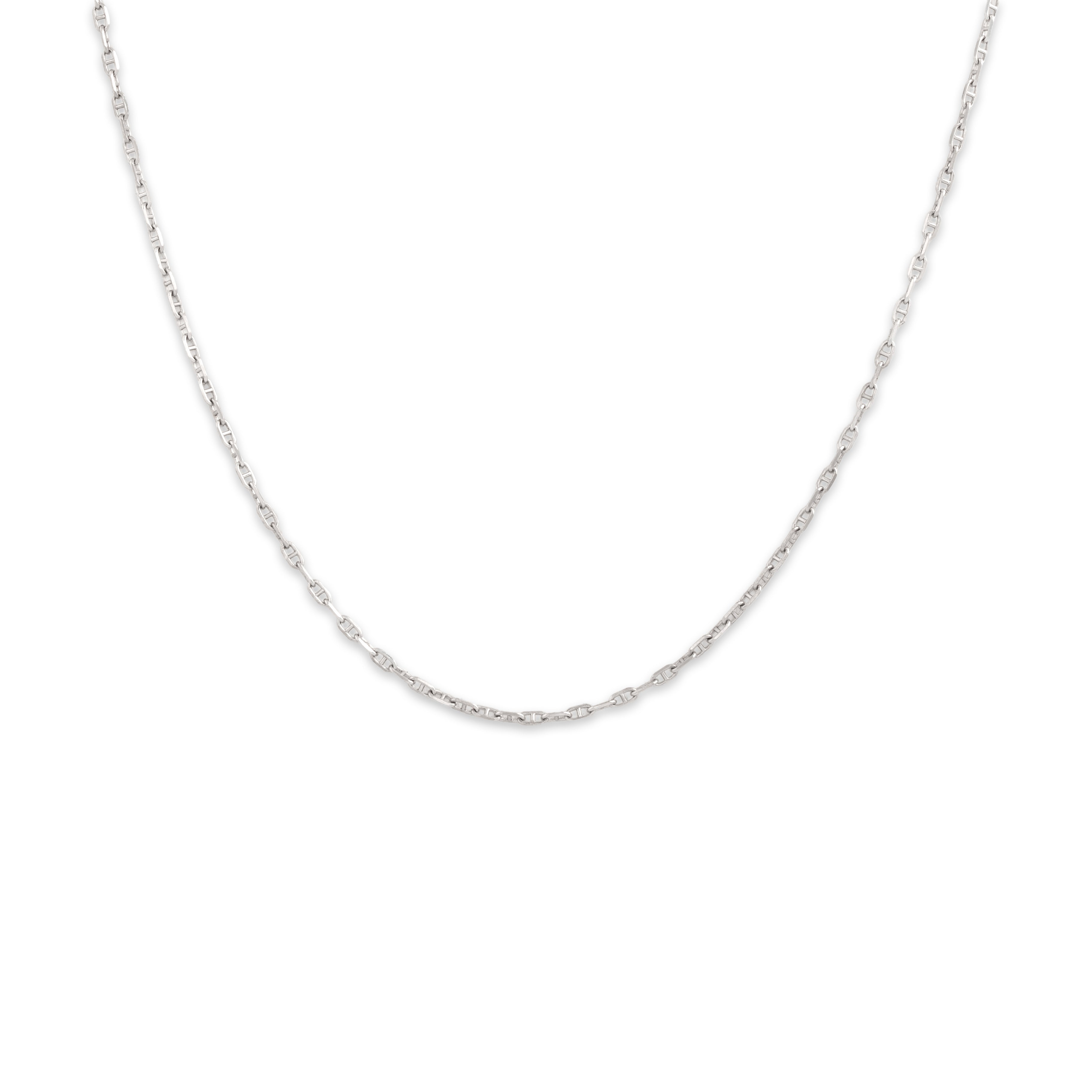 Vintage 14k White Gold 1.45mm Chic Mariner Chain - Close-up view