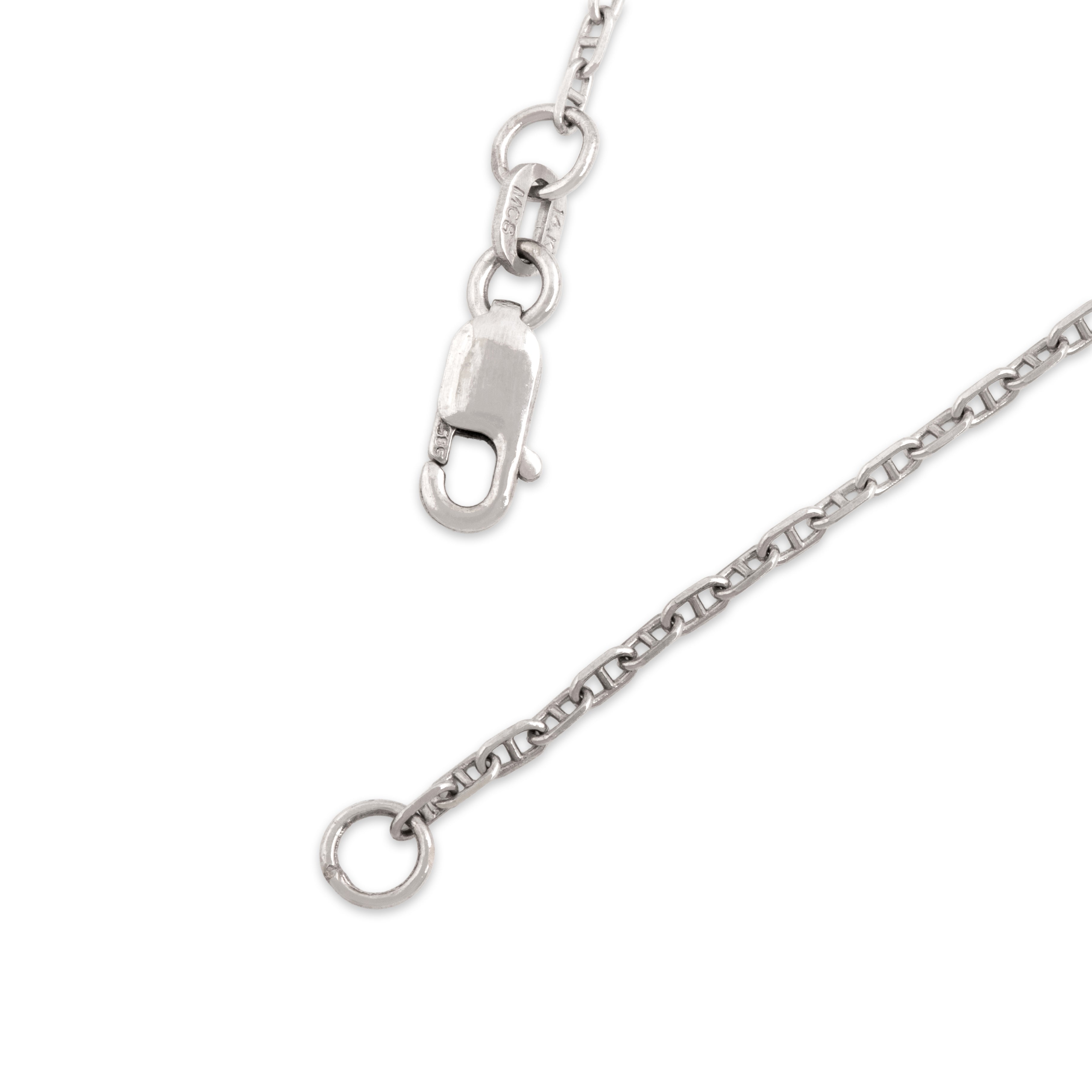 Vintage 14k White Gold 1.45mm Chic Mariner Chain - clasp view