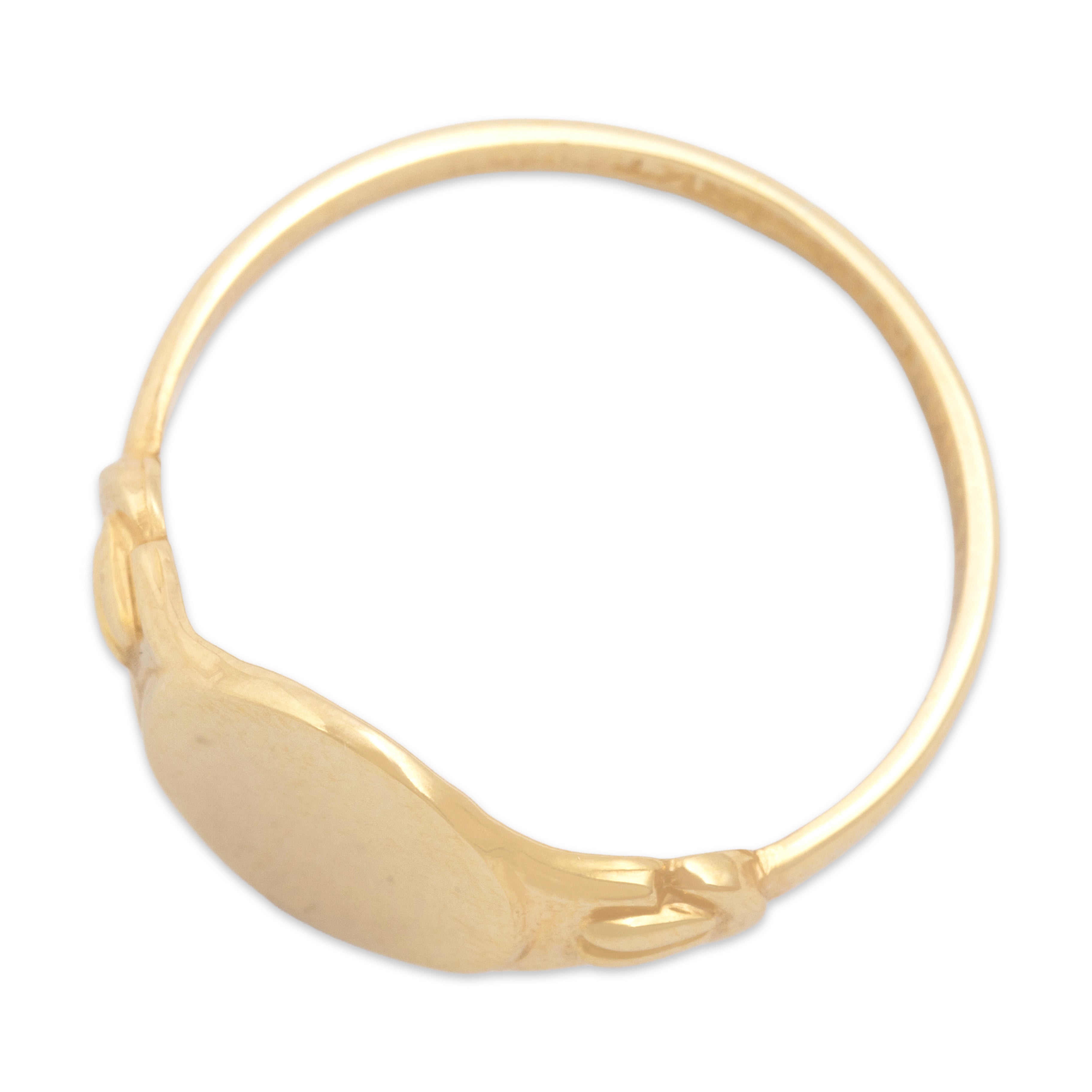 Vintage 10k Yellow Gold Gleaming Dainty Buckle Shoulder Signet Ring - Overall view