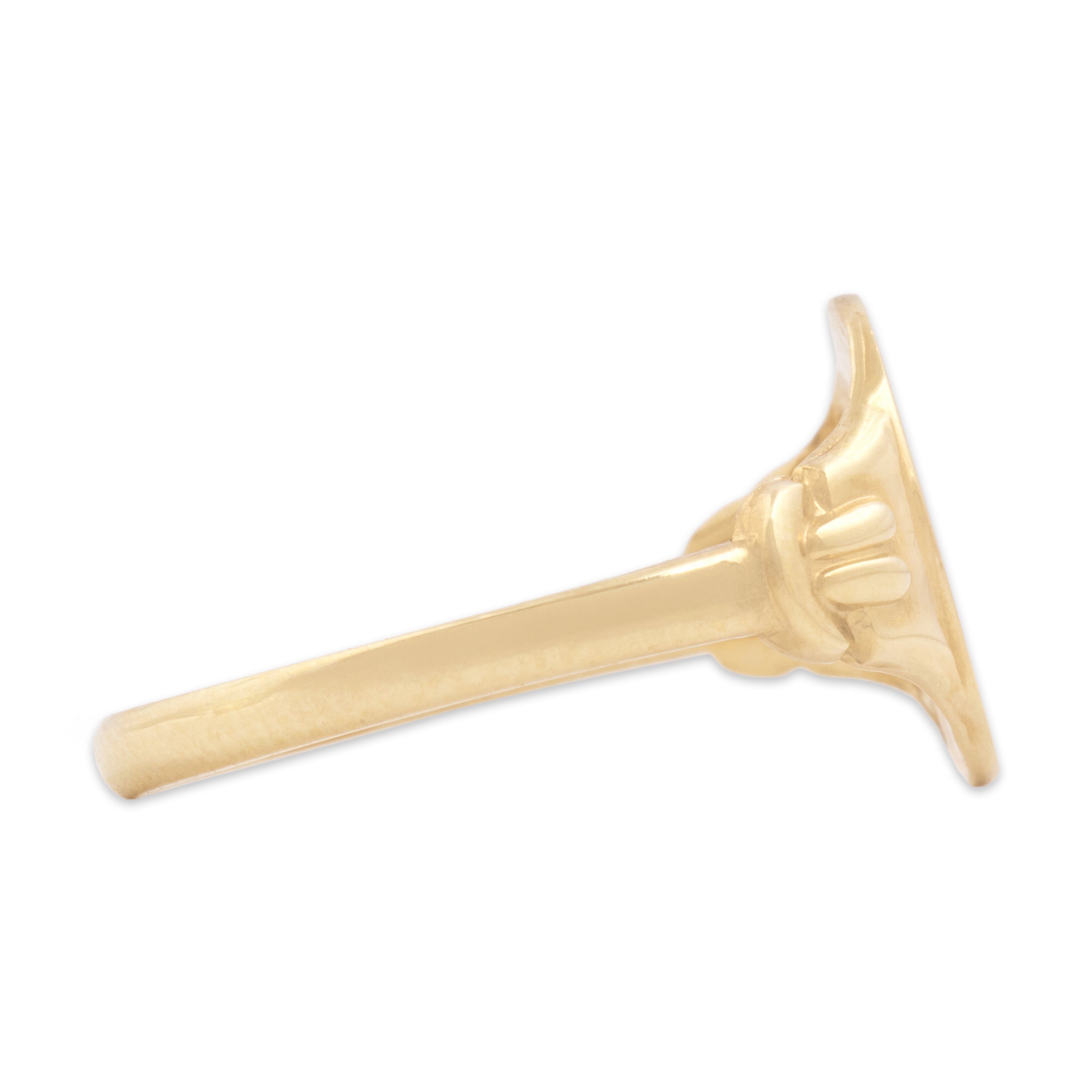 Vintage 10k Yellow Gold Gleaming Dainty Buckle Shoulder Signet Ring - Side view