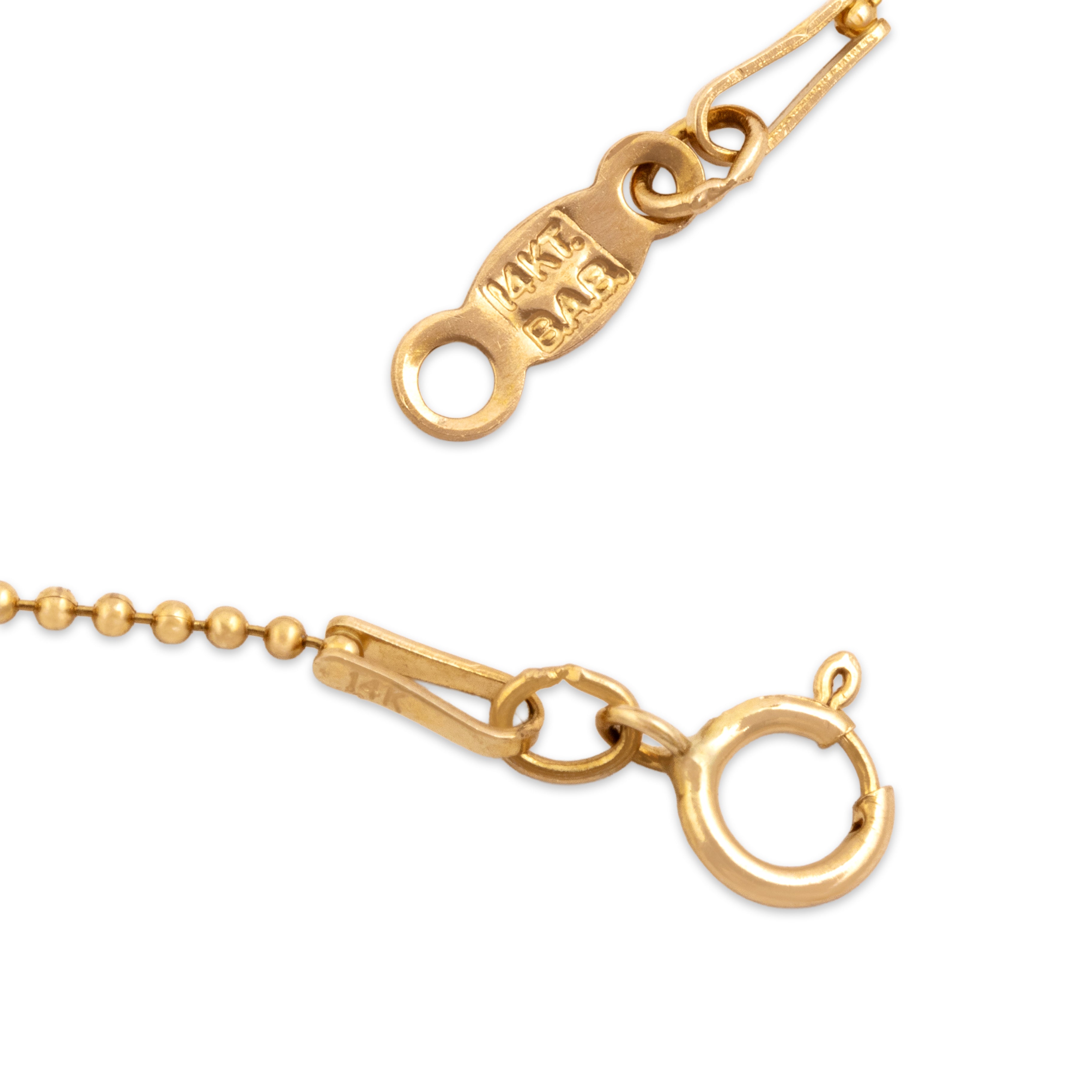 Vintage 14k Yellow Gold 1mm Fluid Ball Chain - clasp view