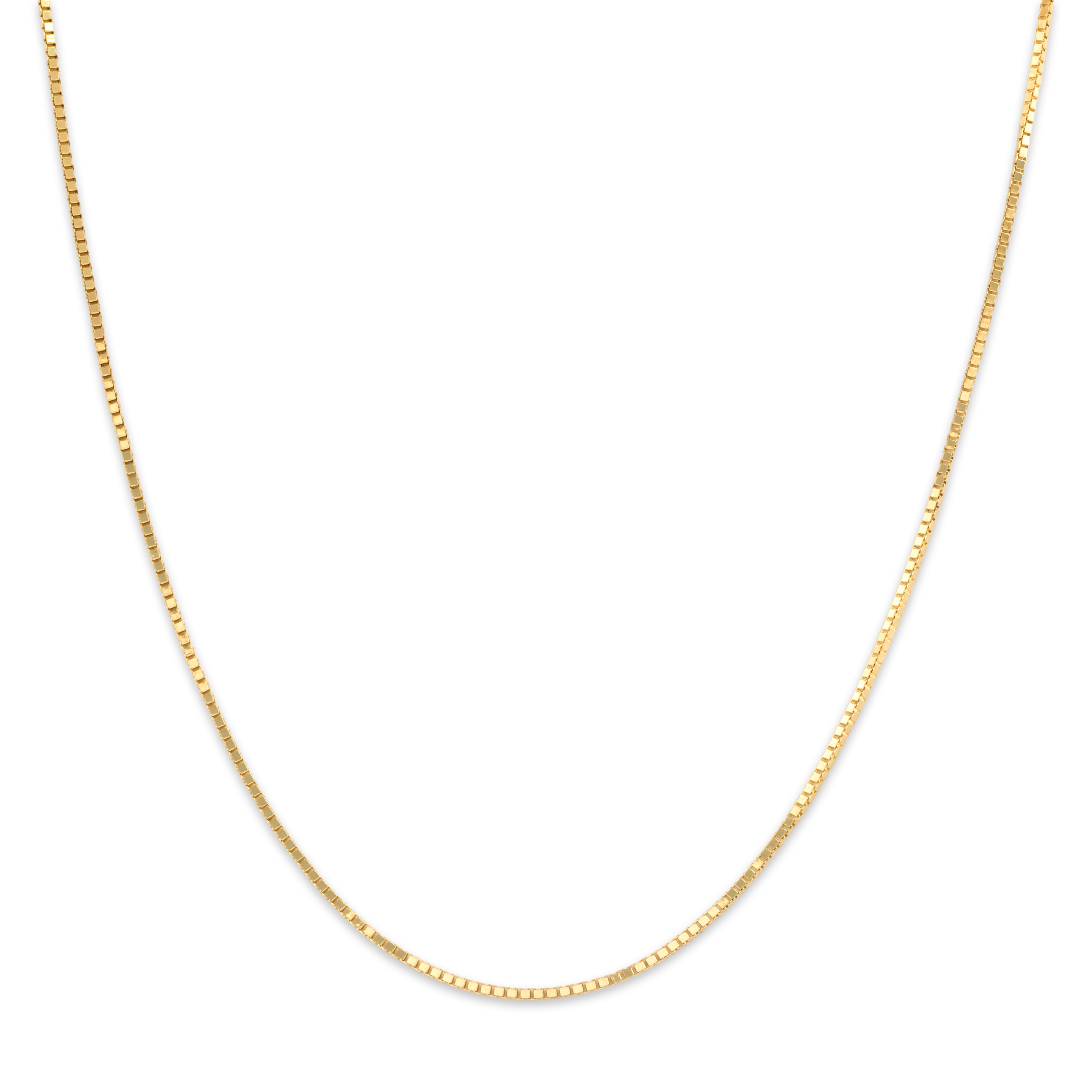 Vintage 14k Yellow Gold 1mm Stackable Sleek Box Chain - Close-up view