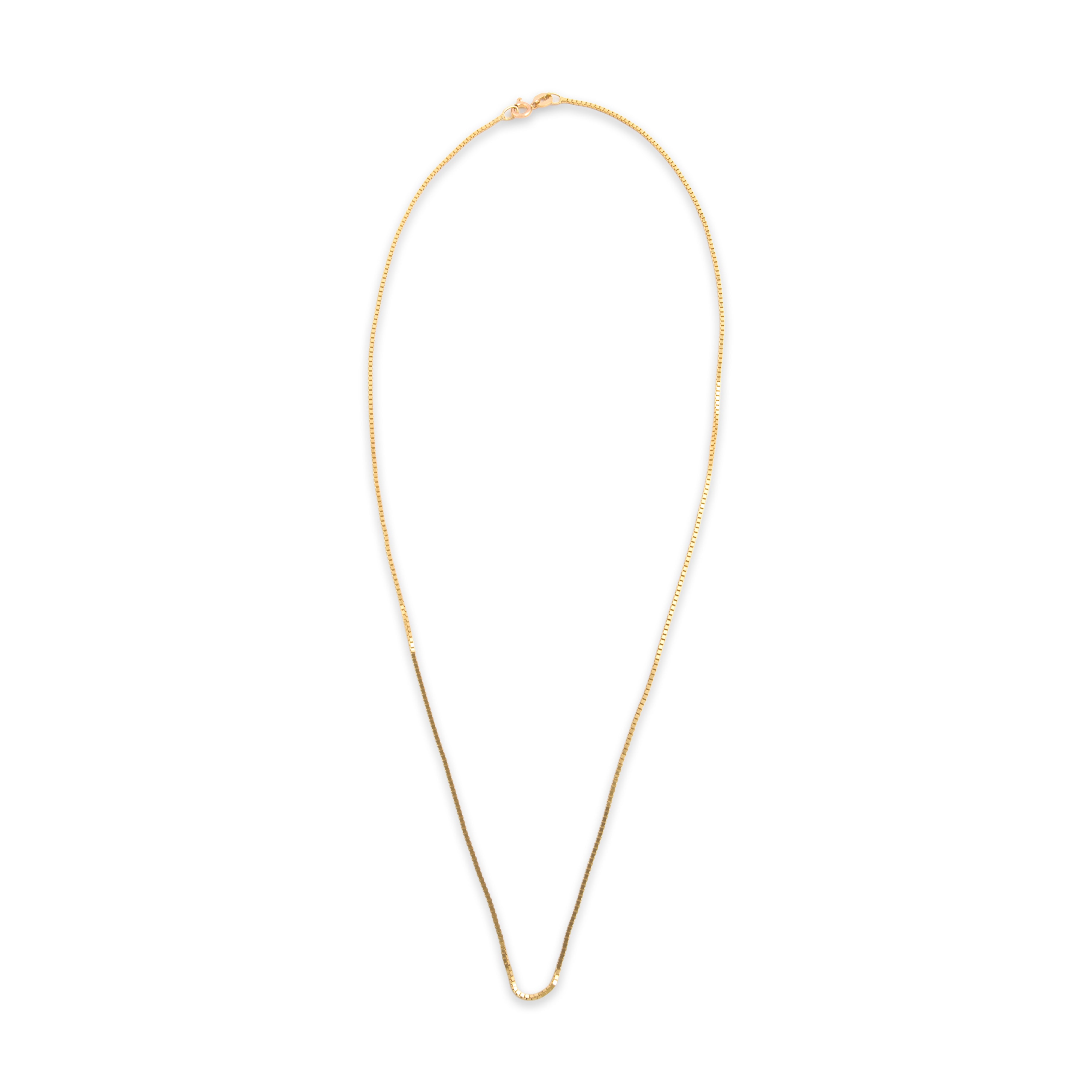 Vintage 14k Yellow Gold 1mm Stackable Sleek Box Chain - Overall view