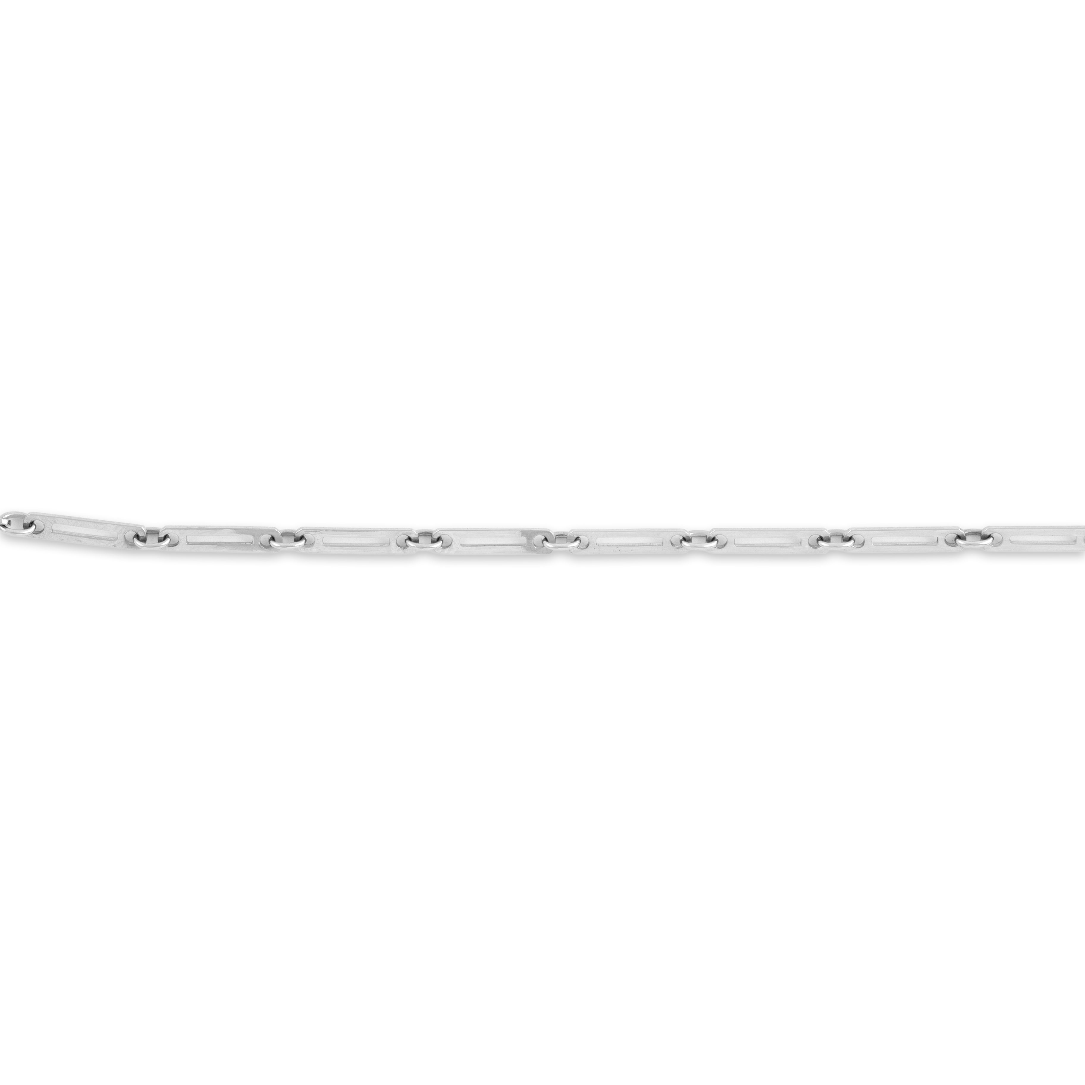 Vintage Lightweight 10k White Gold Sleek Bar Link Dog Clip Clasp Bracelet - detail view #1