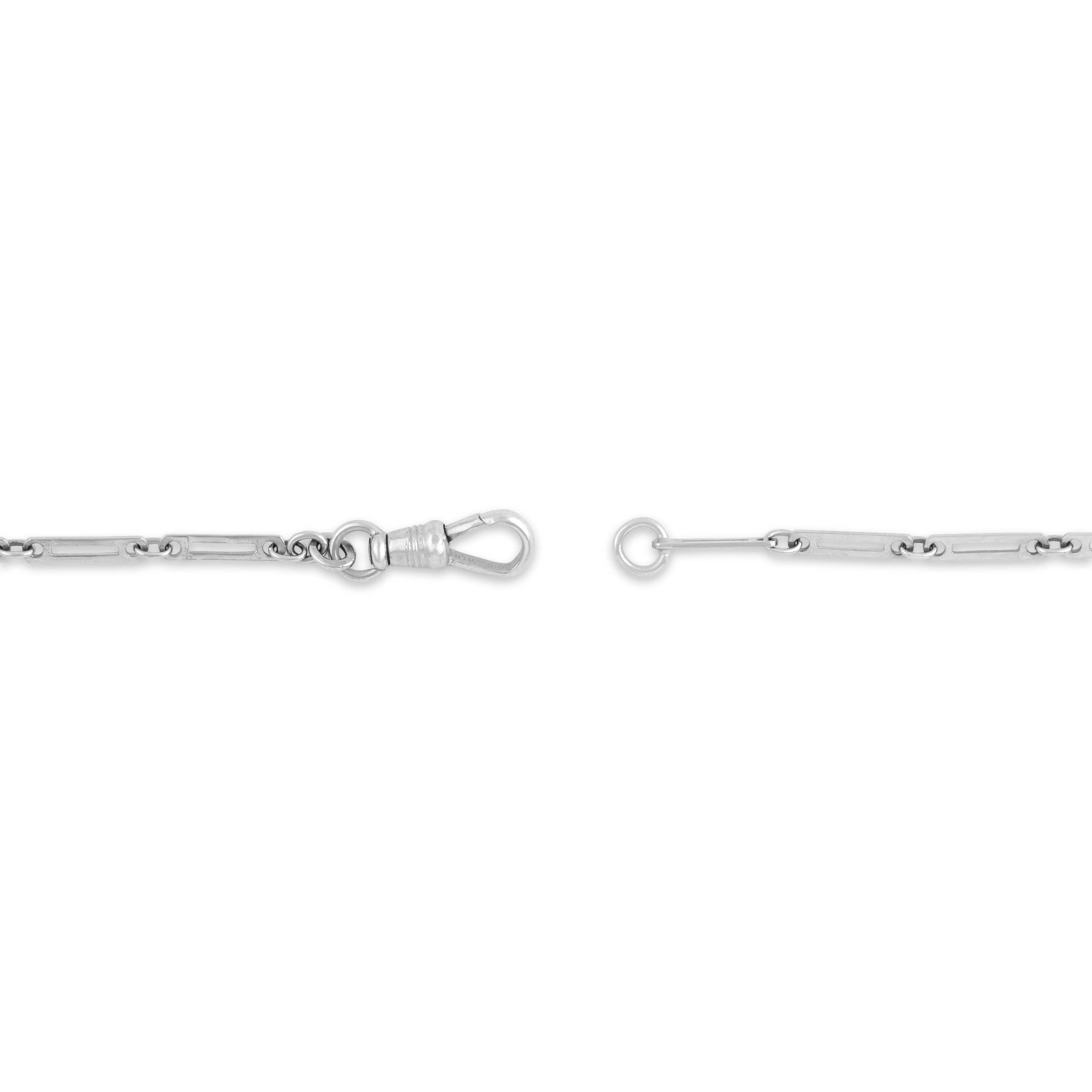 Vintage Lightweight 10k White Gold Sleek Bar Link Dog Clip Clasp Bracelet - clasp view