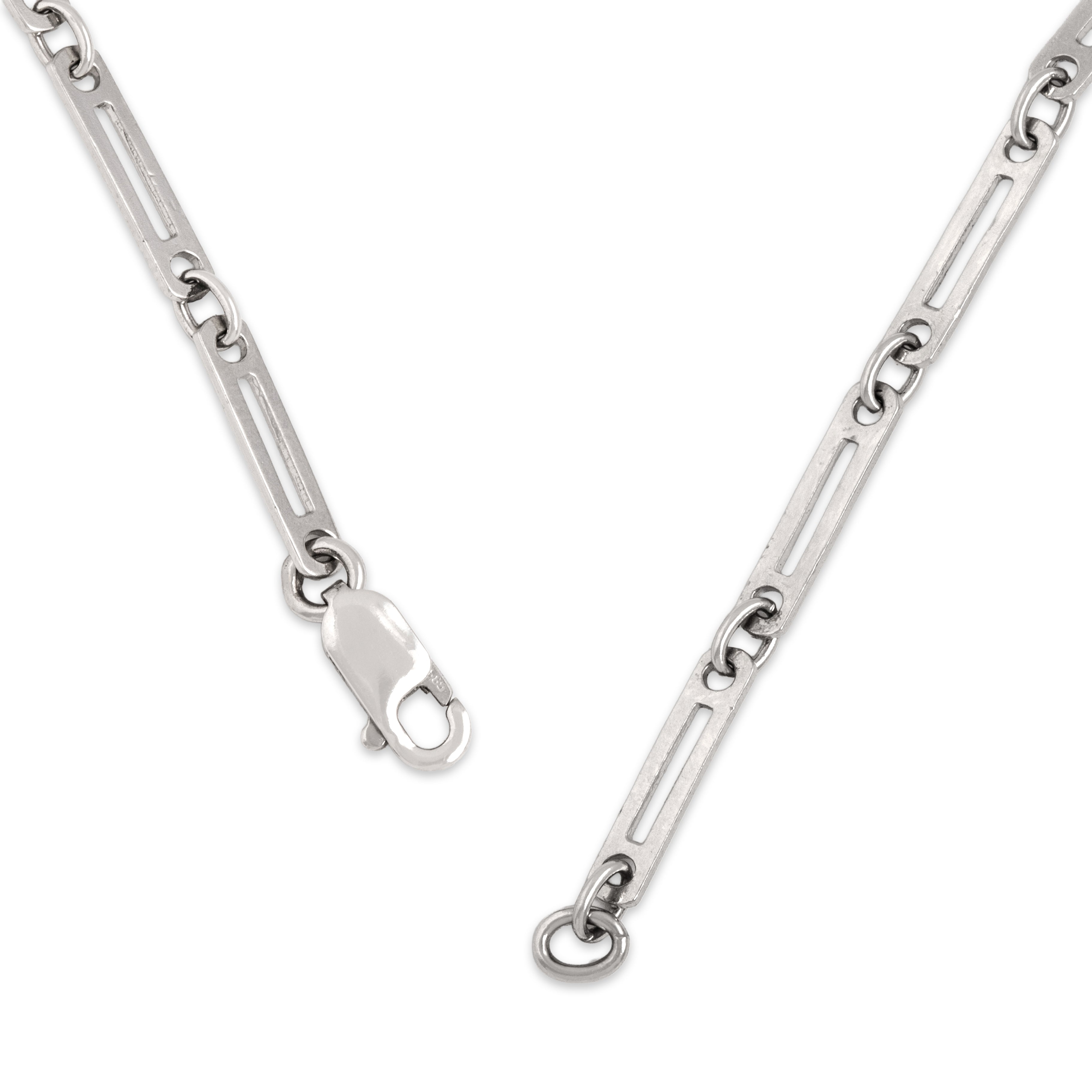 Vintage Lightweight 10k White Gold Sleek Stacking Flat Link Bracelet 6.25