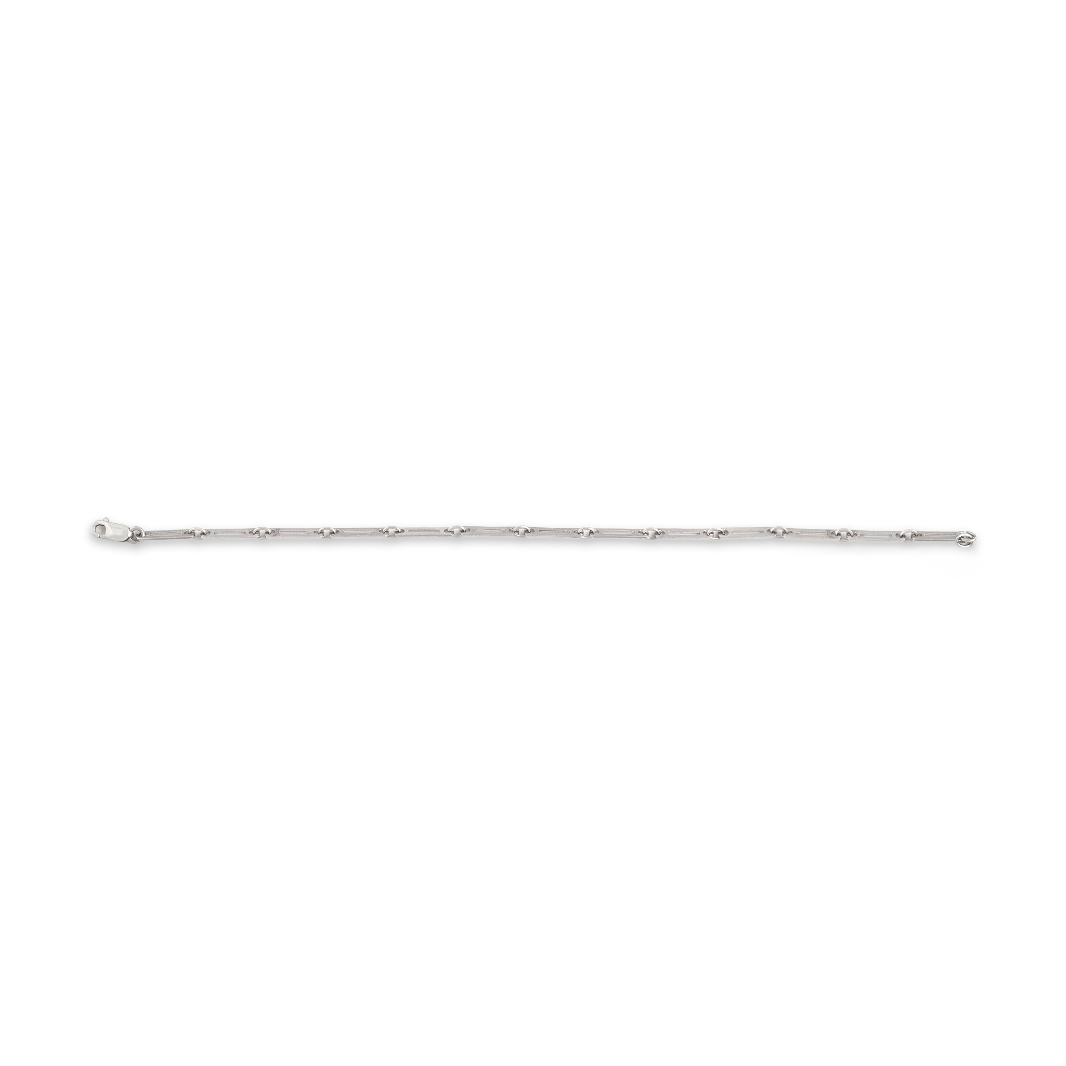 Vintage Lightweight 10k White Gold Sleek Stacking Flat Link Bracelet 6.25