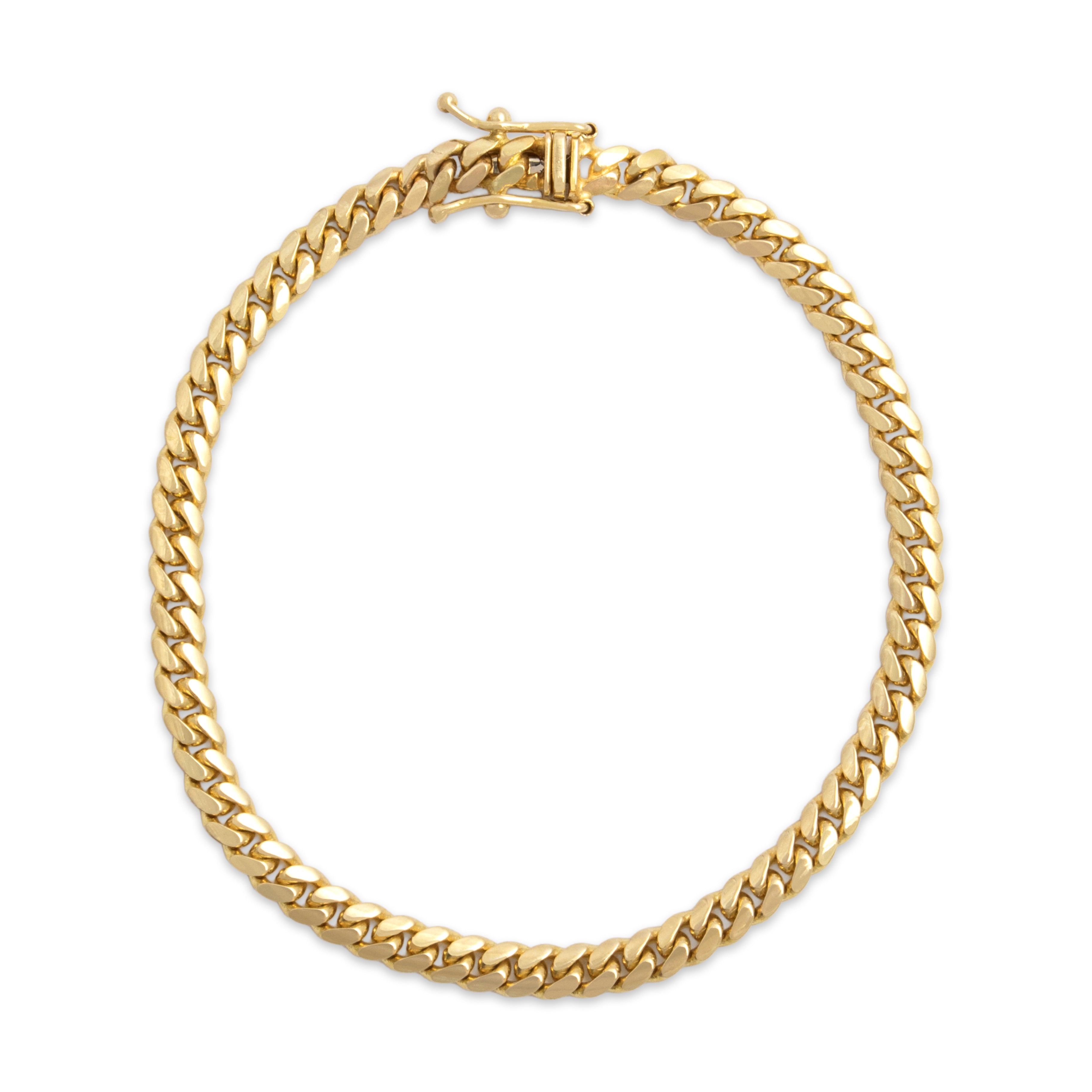Vintage Heavy 14k Yellow Gold Sinuous Curb Link Bracelet - Close-up view