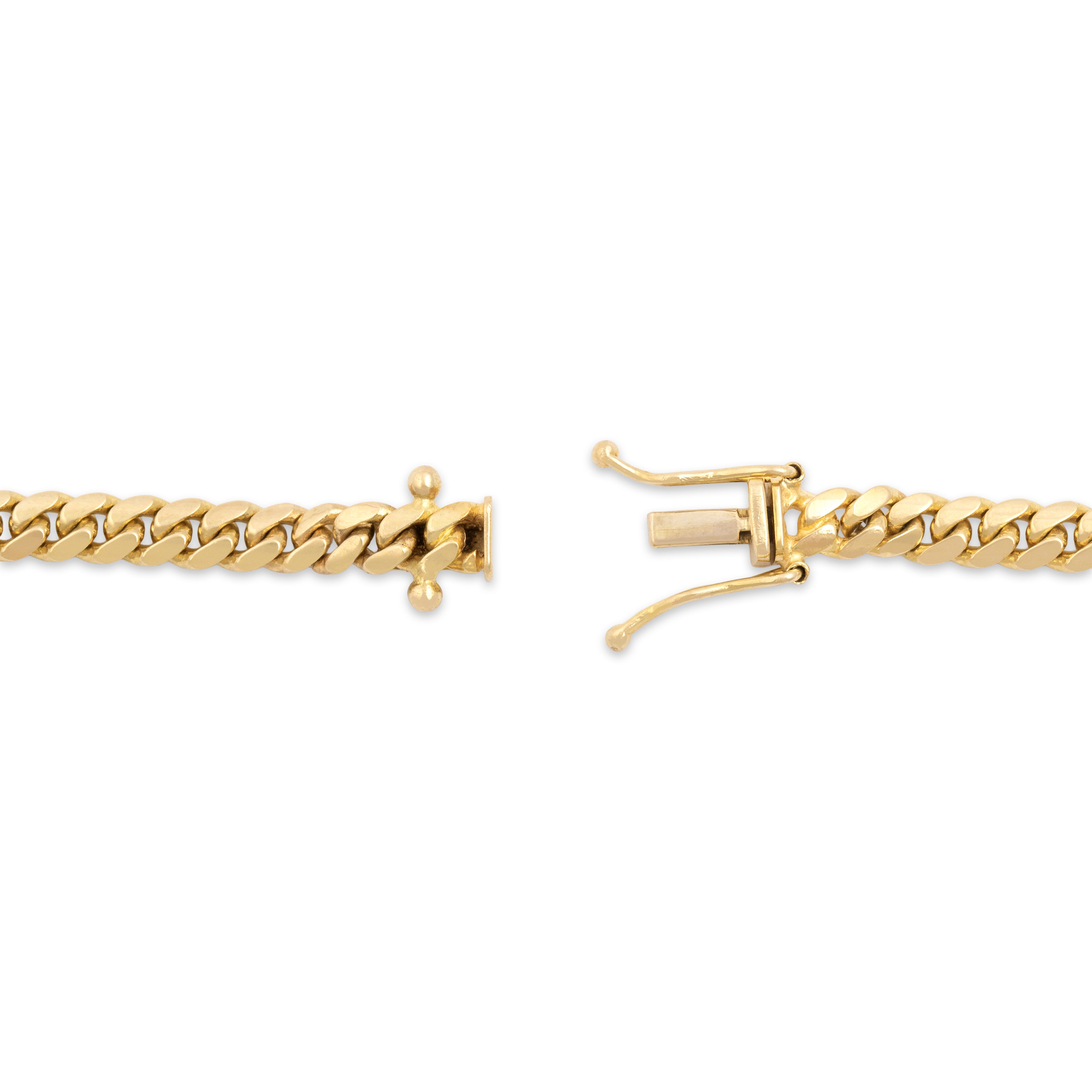 Vintage Heavy 14k Yellow Gold Sinuous Curb Link Bracelet - clasp view