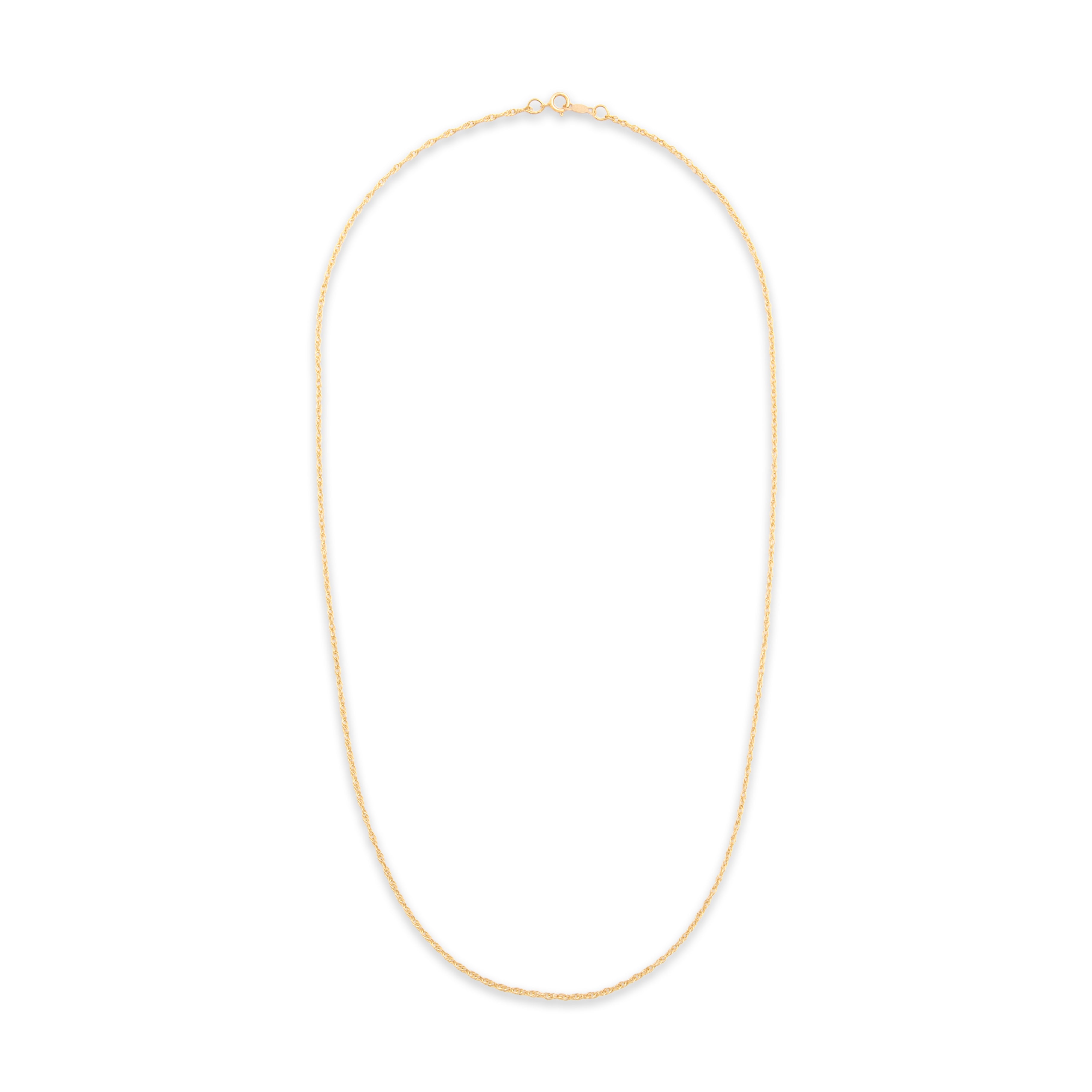 Vintage 14k Yellow Gold 1.4mm Dainty Twisting Rope Chain - Overall view