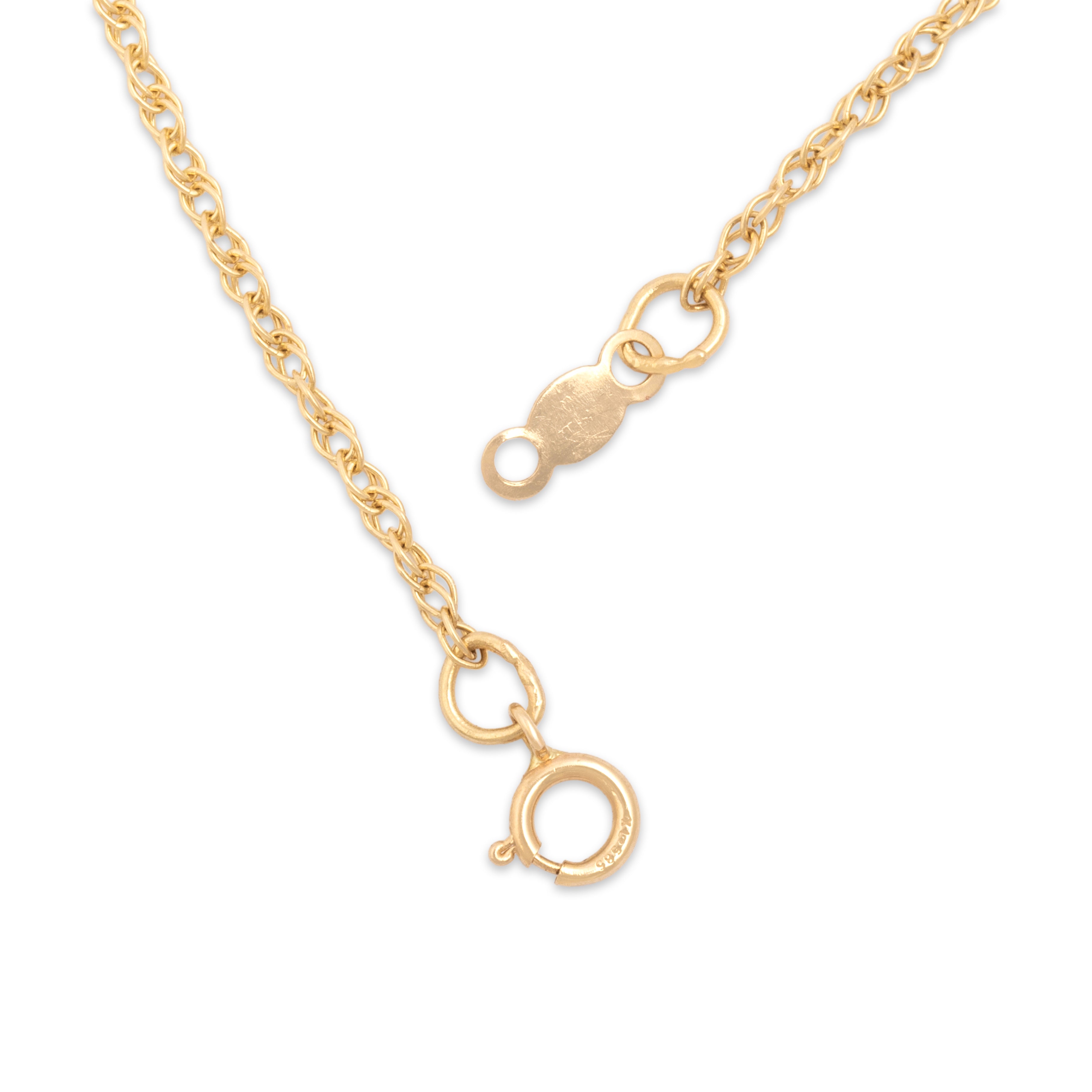 Vintage 14k Yellow Gold 1.4mm Dainty Twisting Rope Chain - clasp view